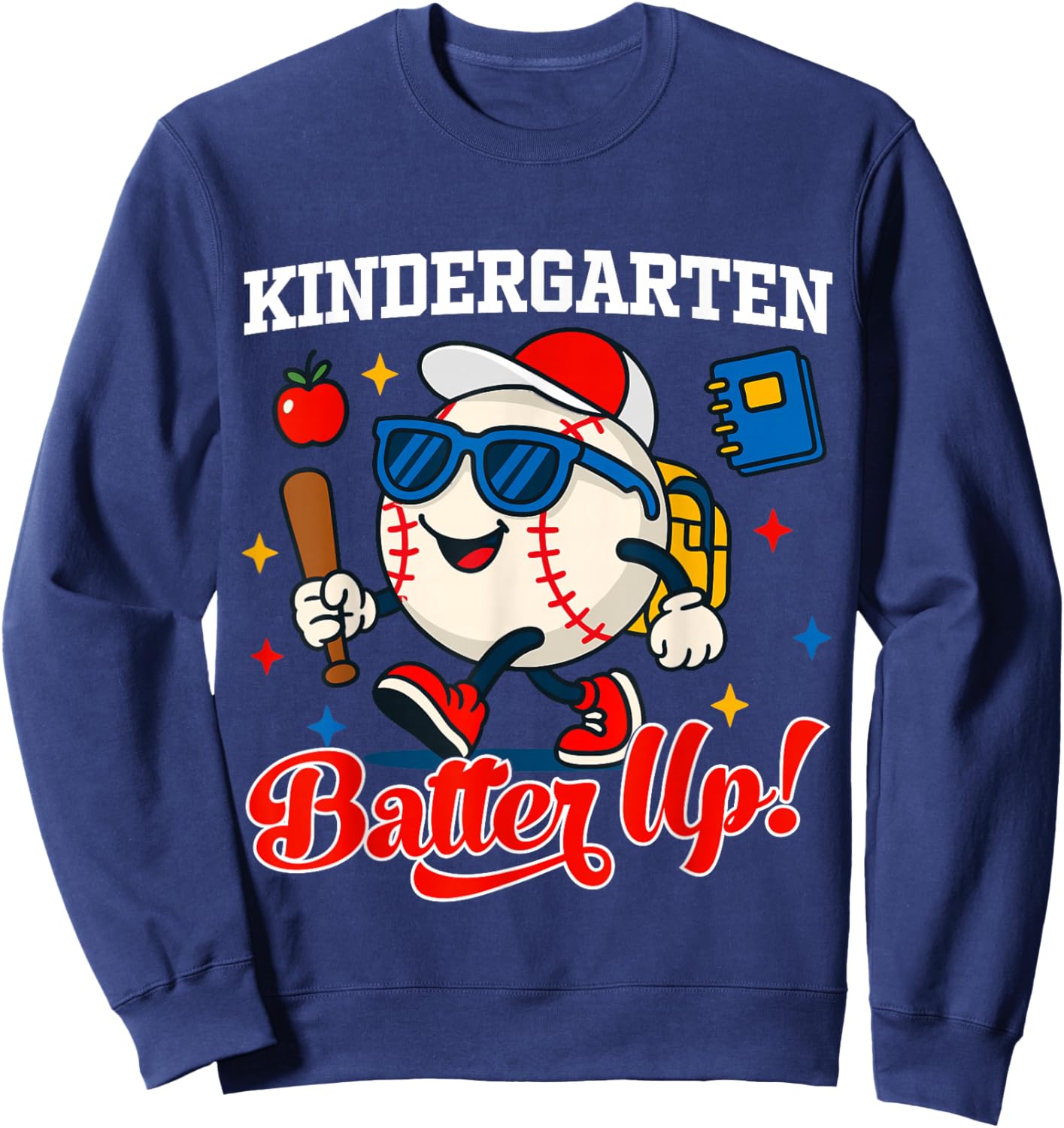 Kindergarten Batter Up Baseball Back to School Teacher Boys Sweatshirt - Sweatshirt | Navy