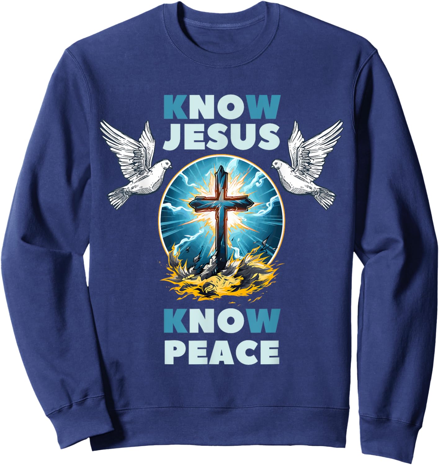 No Jesus No Peace Spiritually Focused Christianity Sweatshirt - Sweatshirt | Navy