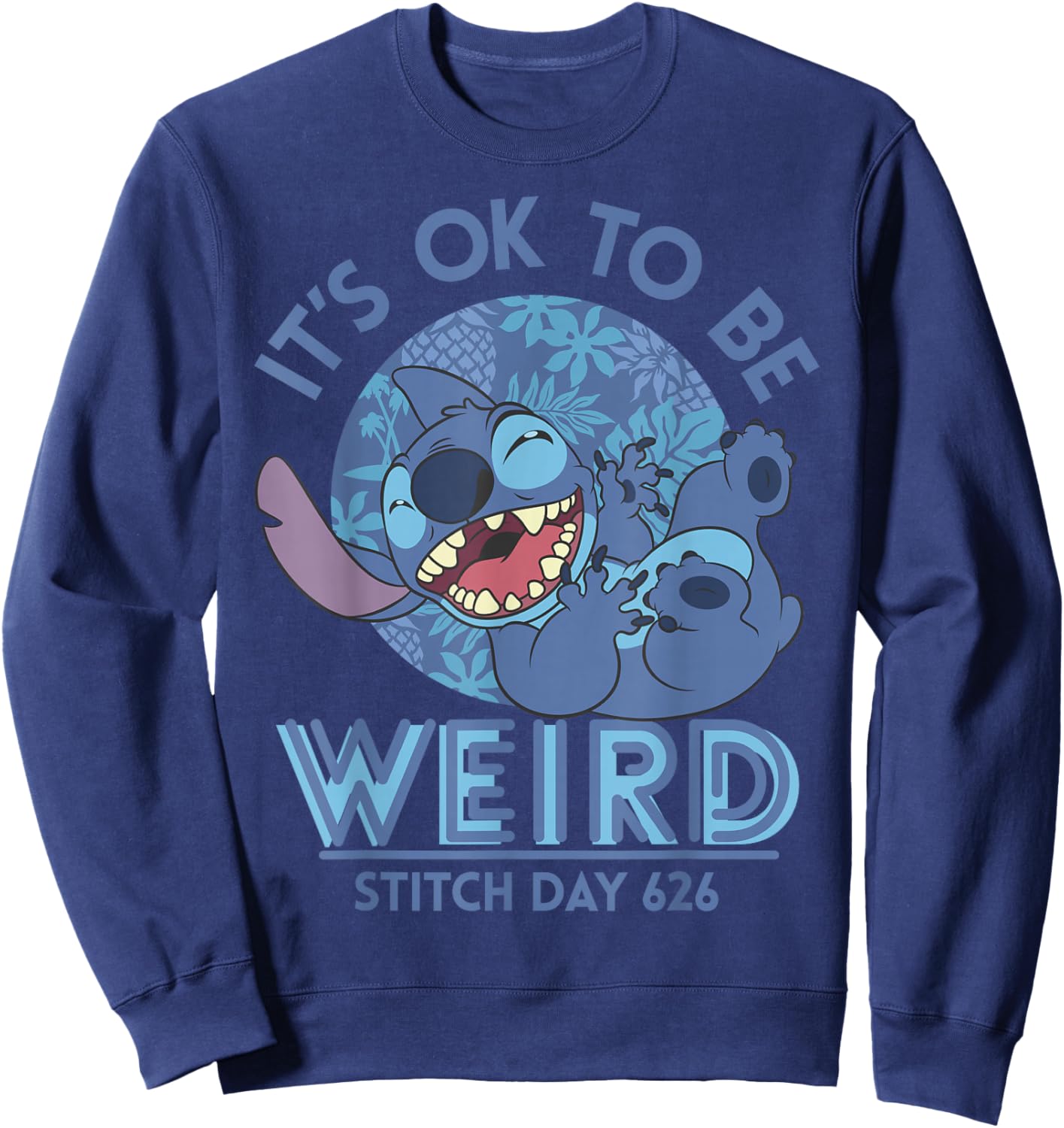 Disney Lilo & Stitch 626 Stitch Day It's OK To Be Weird Short Sleeve Sweatshirt - Sweatshirt | Navy