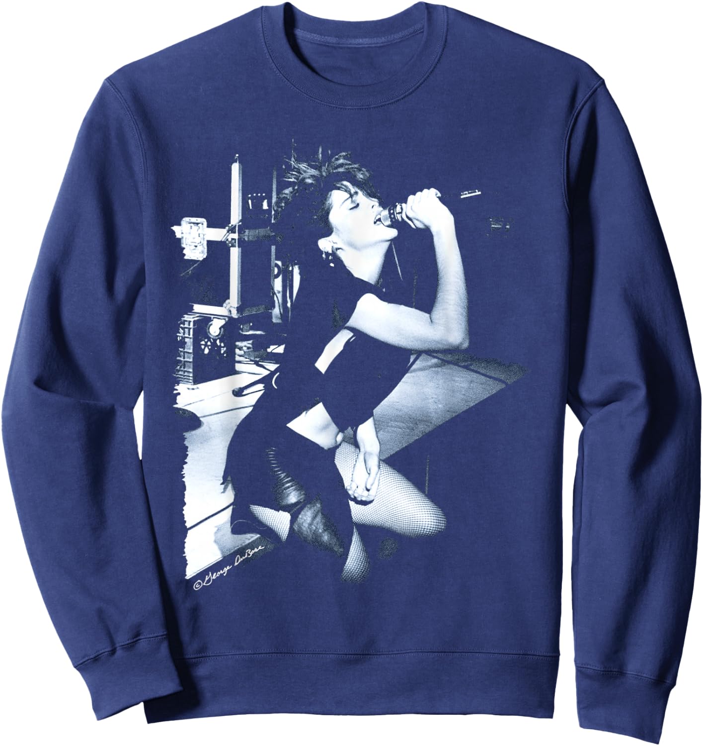 Madonna Early Live Performance B&W Photo By George DuBose Sweatshirt - Sweatshirt | Navy