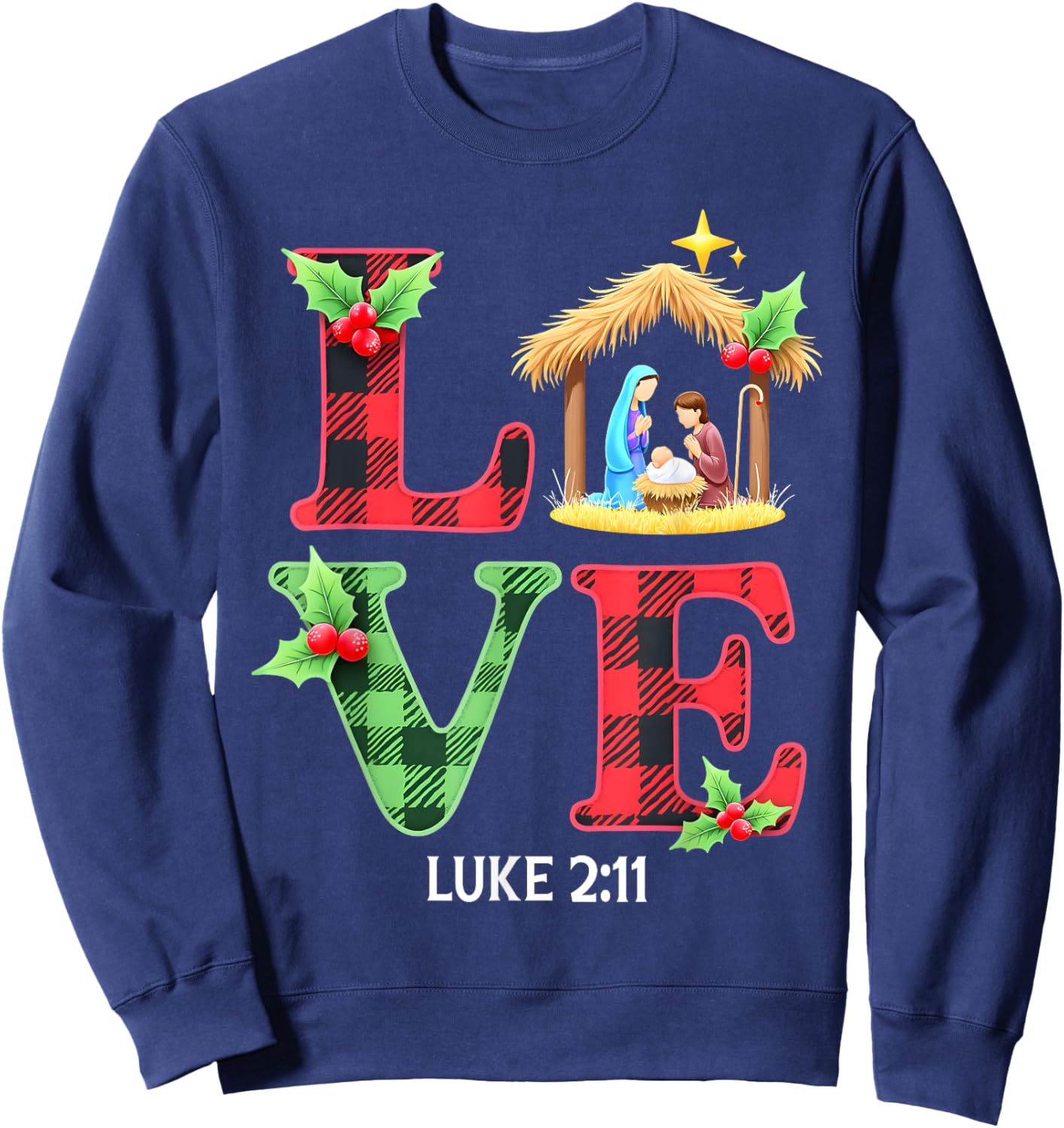 Love Nativity Christmas Jesus Xmas Christian Family Matching Sweatshirt - Sweatshirt | Navy