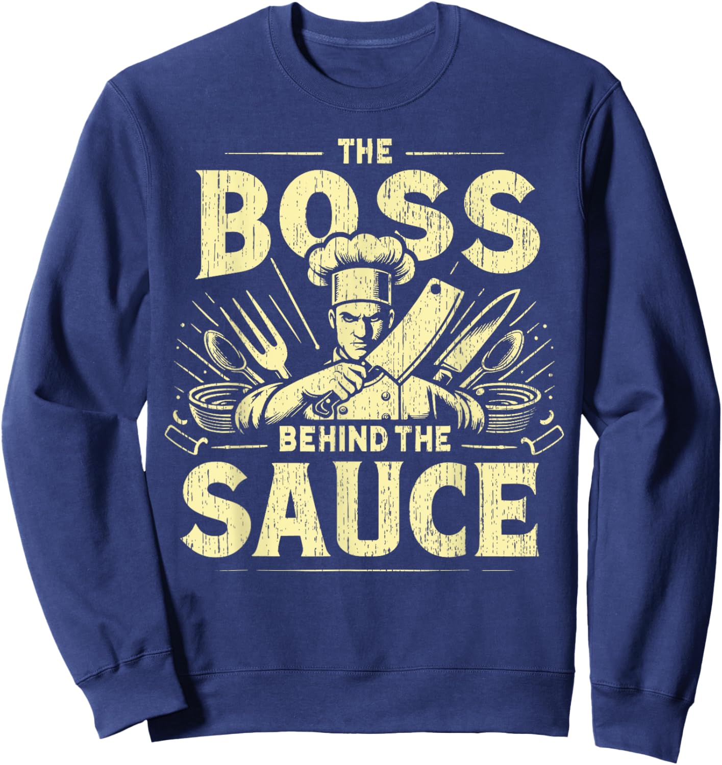 The Boss behind the Sauce Chef Sweatshirt - Sweatshirt | Navy