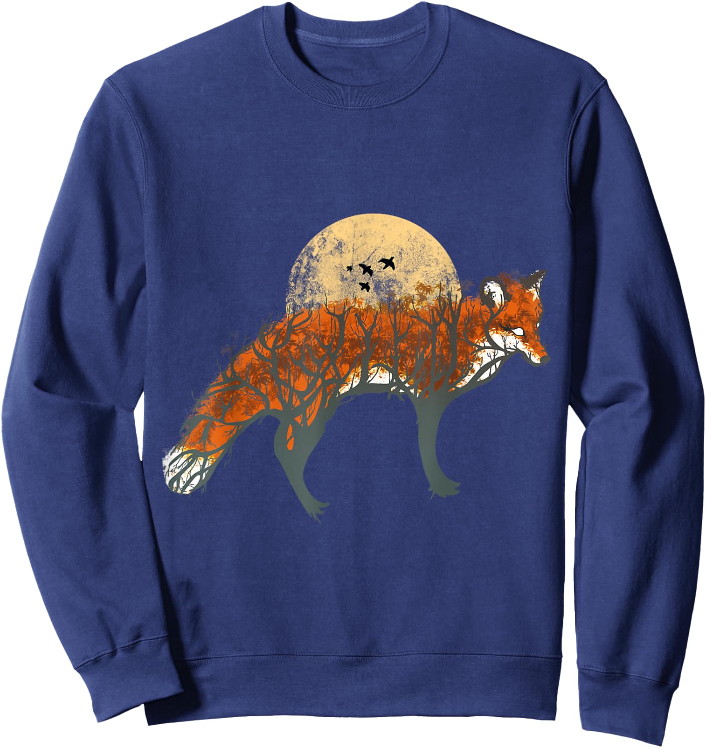 Fox Beautiful Animal Fall Tree Forest Vintage Fox Lover Sweatshirt - Sweatshirt | Navy