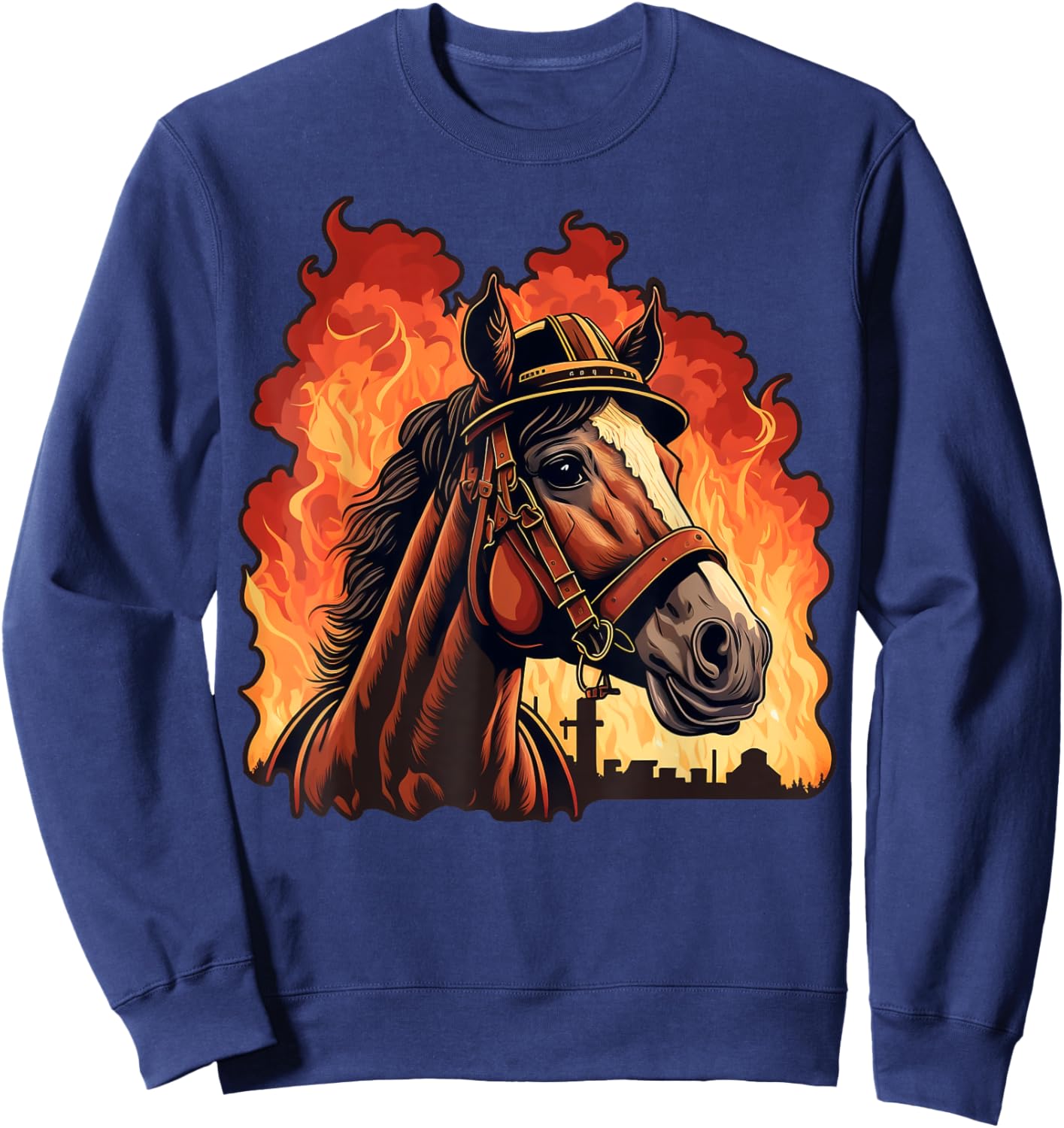 Horse Fireman on Firefighter Horse Sweatshirt - Sweatshirt | Navy