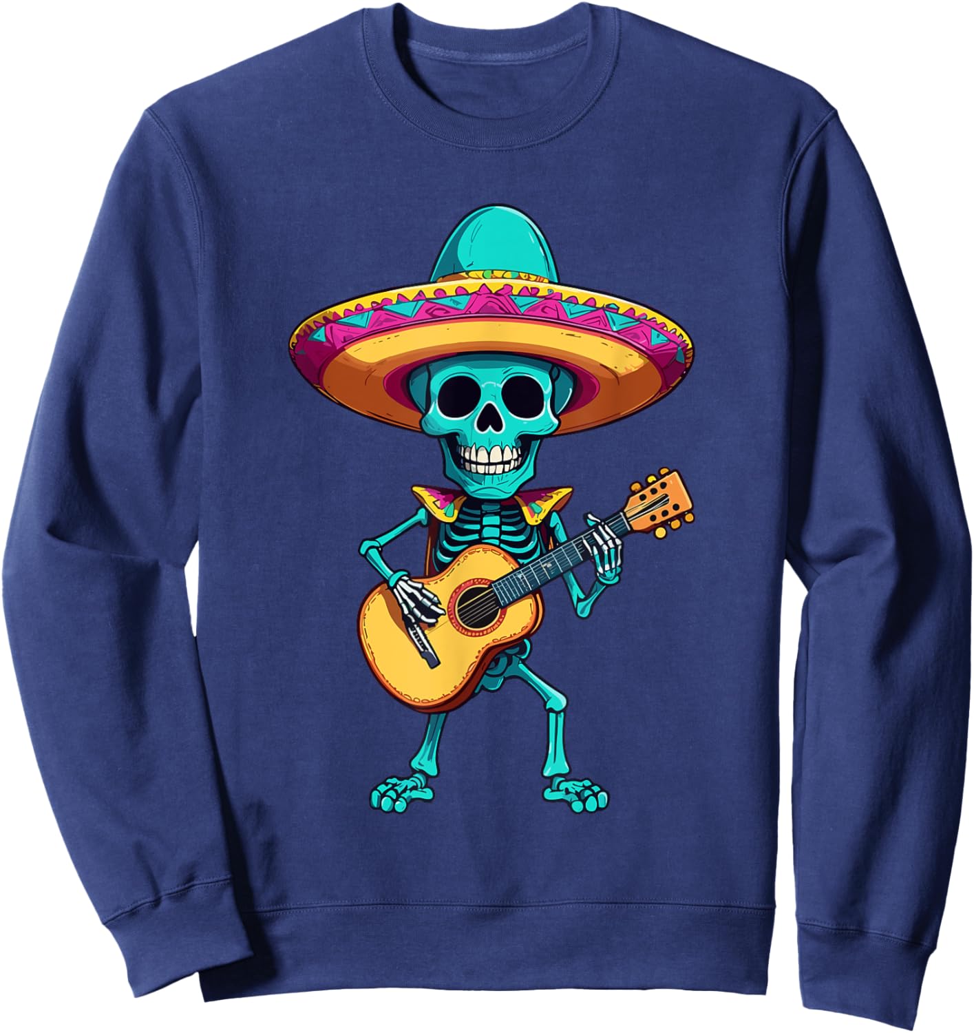 Skelett Mexikanischer Mariachi Gitarrenspieler Design Sweatshirt - Sweatshirt | Navy