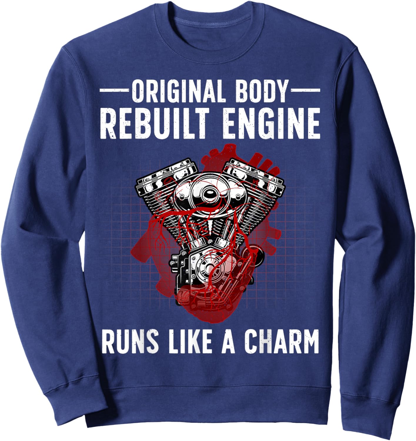 Open Heart Surgery Art Men Women After Transplant Recovery Sweatshirt - Sweatshirt | Navy