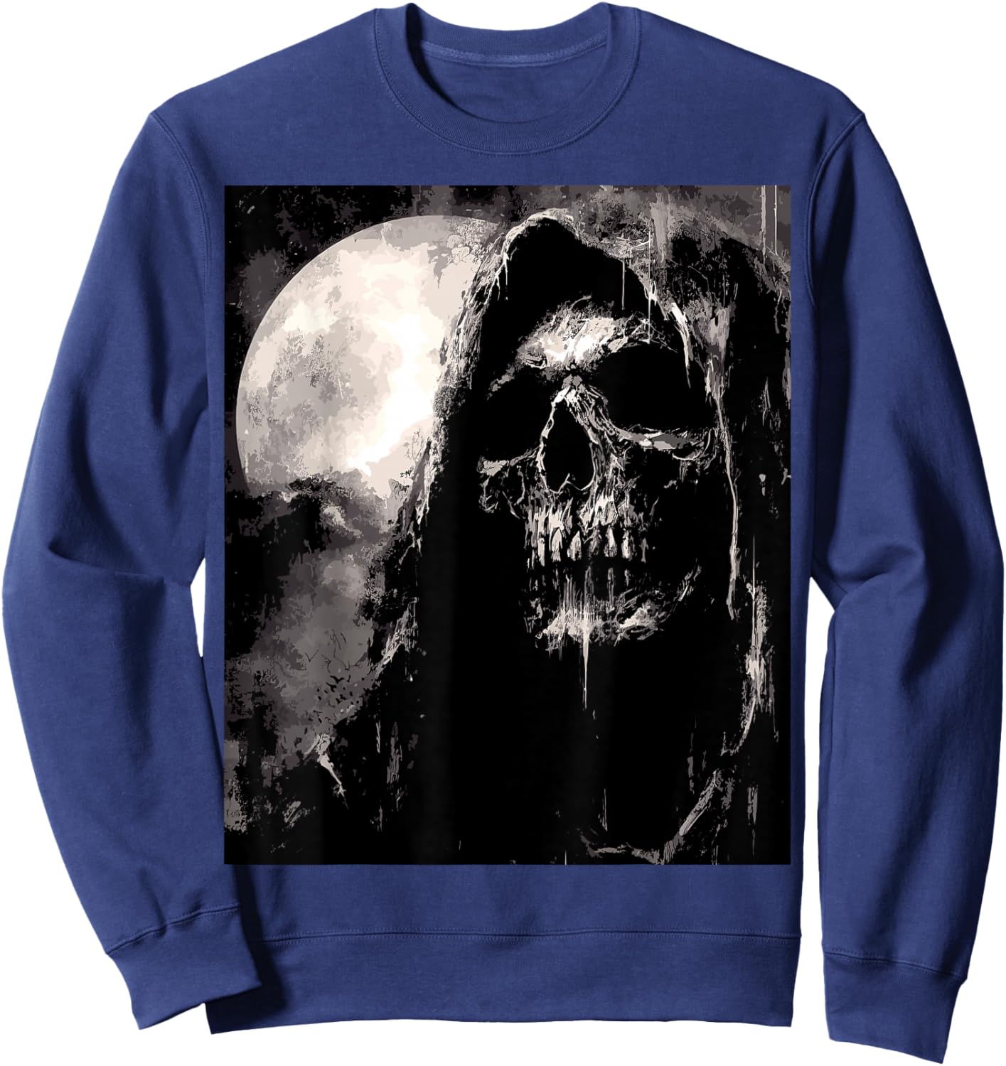 Grim reaper Dark Goth Aesthetic Biker Tattoo Death Angel Sweatshirt - Sweatshirt | Navy