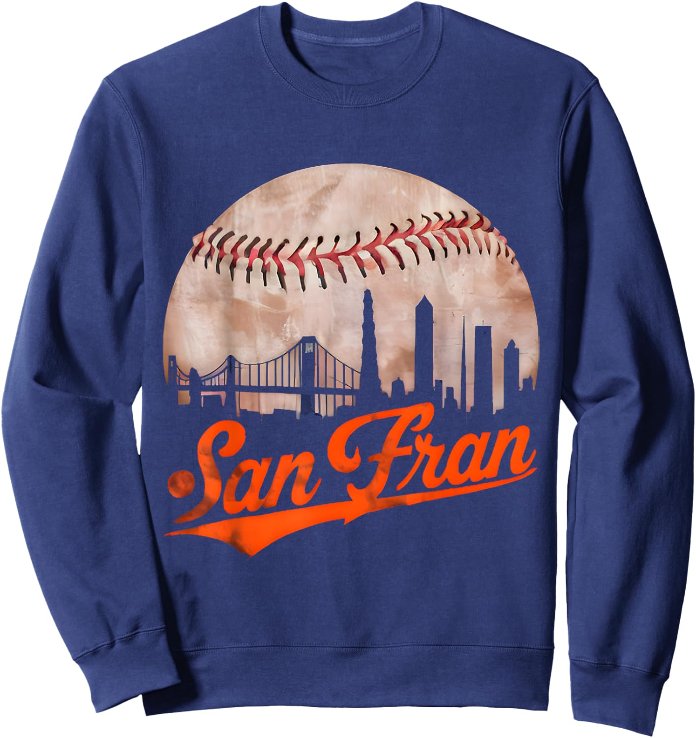 Vintage Distressed San Francisco California, Baseball Lovers Sweatshirt - Sweatshirt | Navy