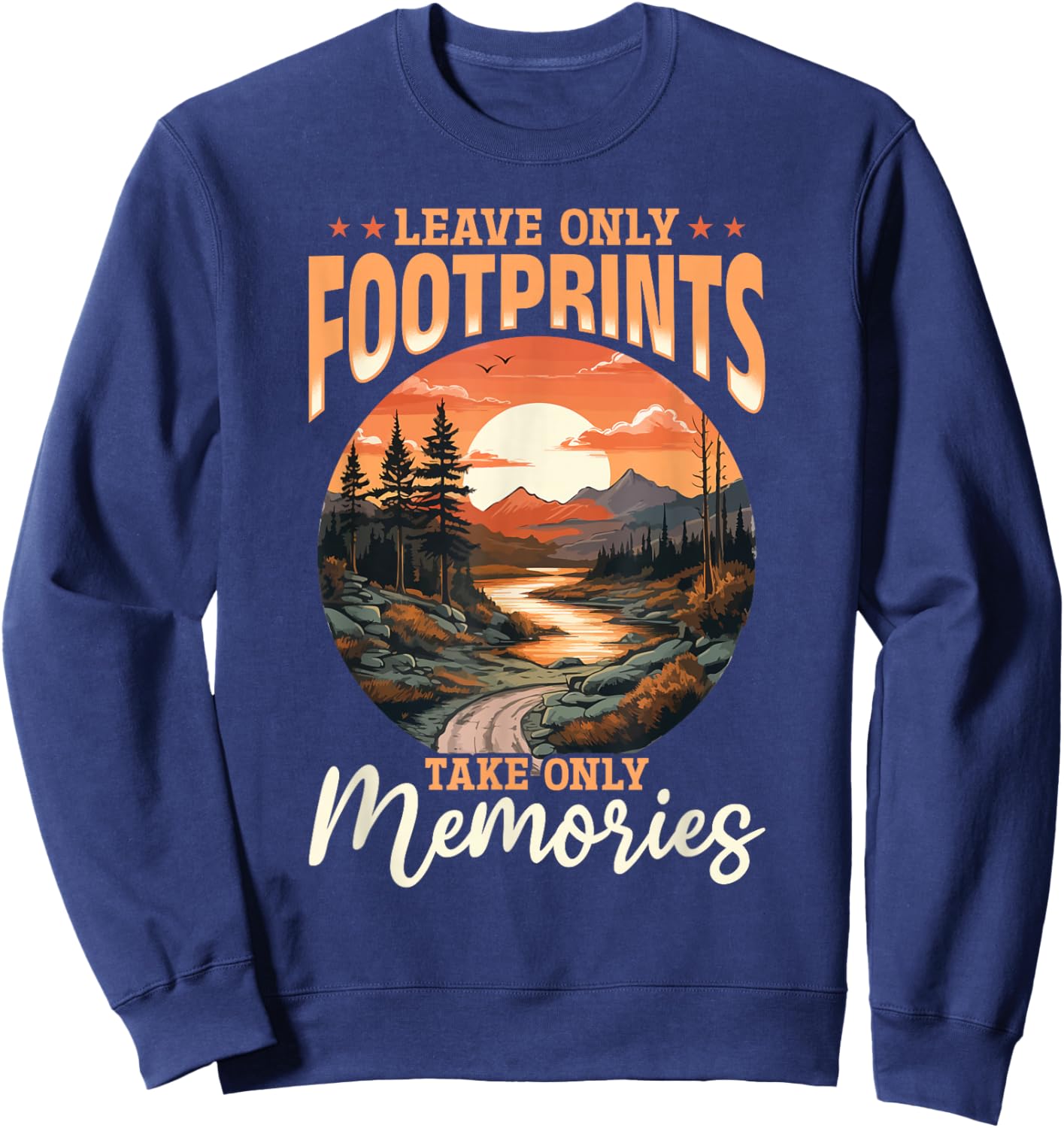 Hiking Outdoors Hike Mountains - Leave only Footprints Sweatshirt - Sweatshirt | Navy