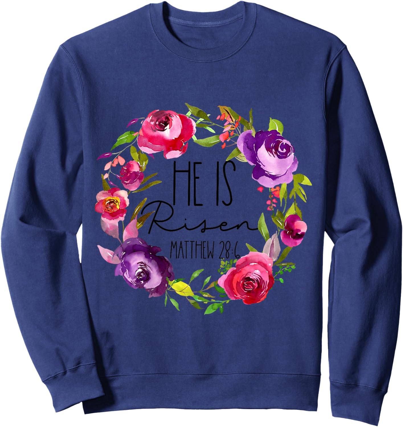 Kids Girls Easter He is Risen for Baby and Toddler Outfit Floral Sweatshirt - Sweatshirt | Navy