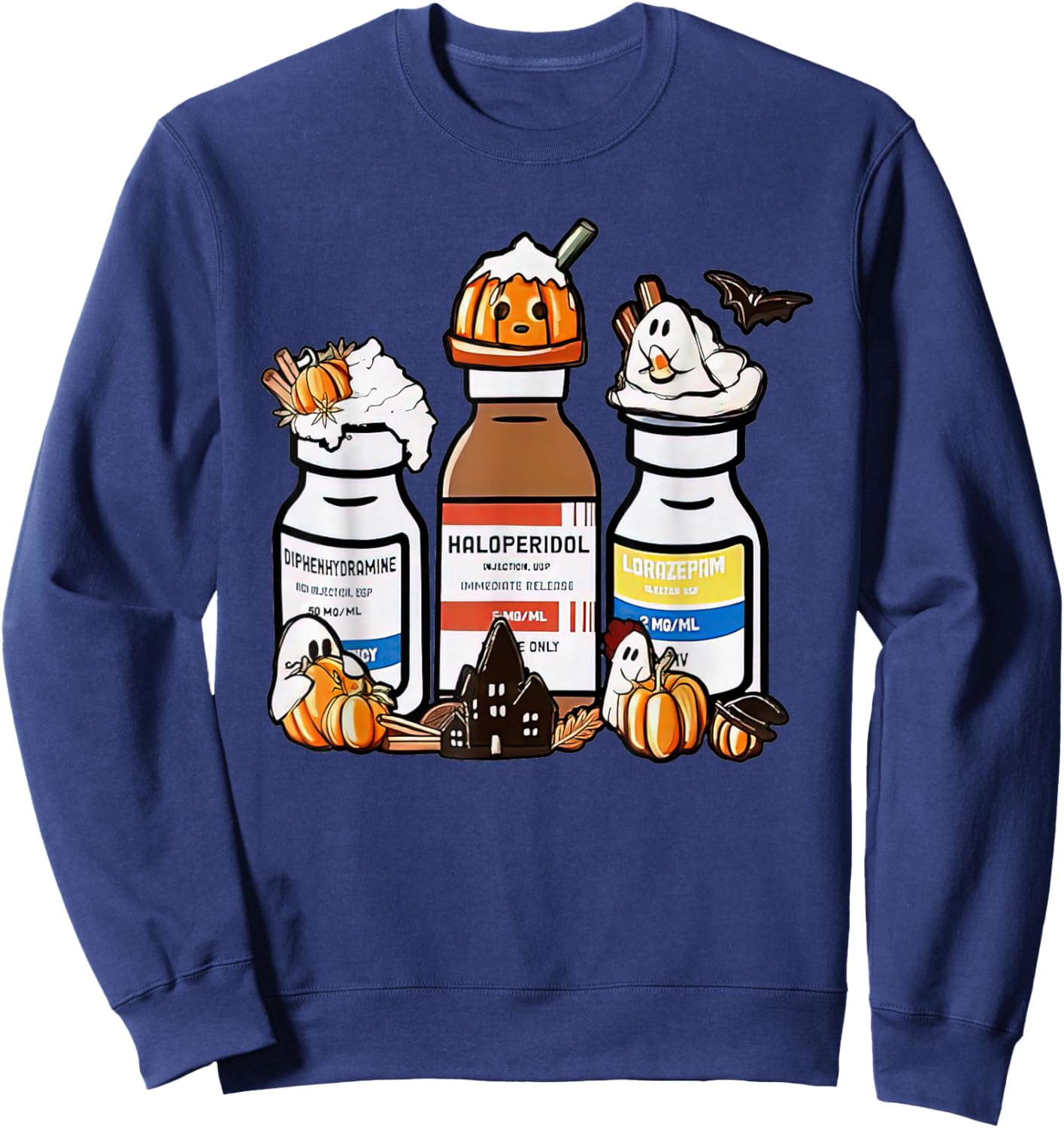 Diphenhydramine Haloperidol Lorazepam Halloween Sweatshirt - Sweatshirt | Navy