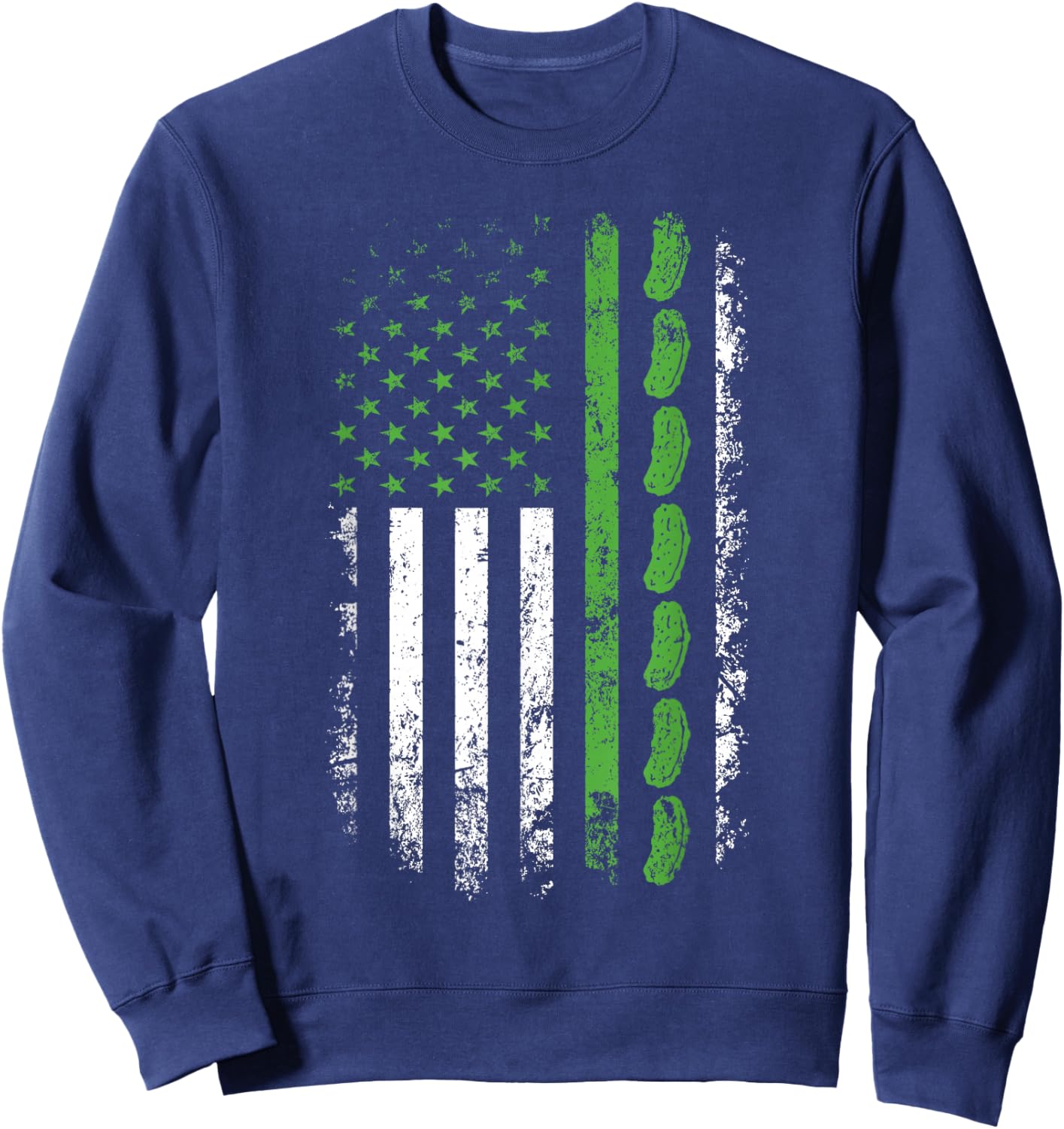 Pickle Cucumber US American Flag for Pickle Lovers Men Women Sweatshirt - Sweatshirt | Navy