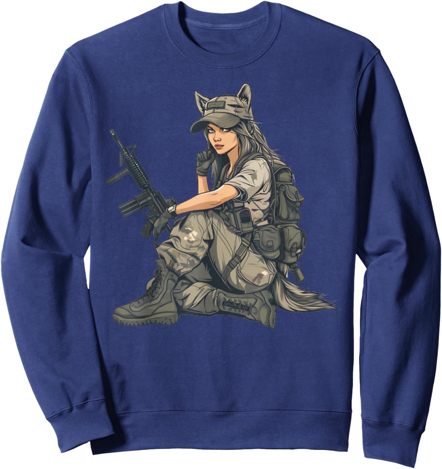 Army Wolf Girl - Wolf Sniper Sweatshirt - Sweatshirt | Navy