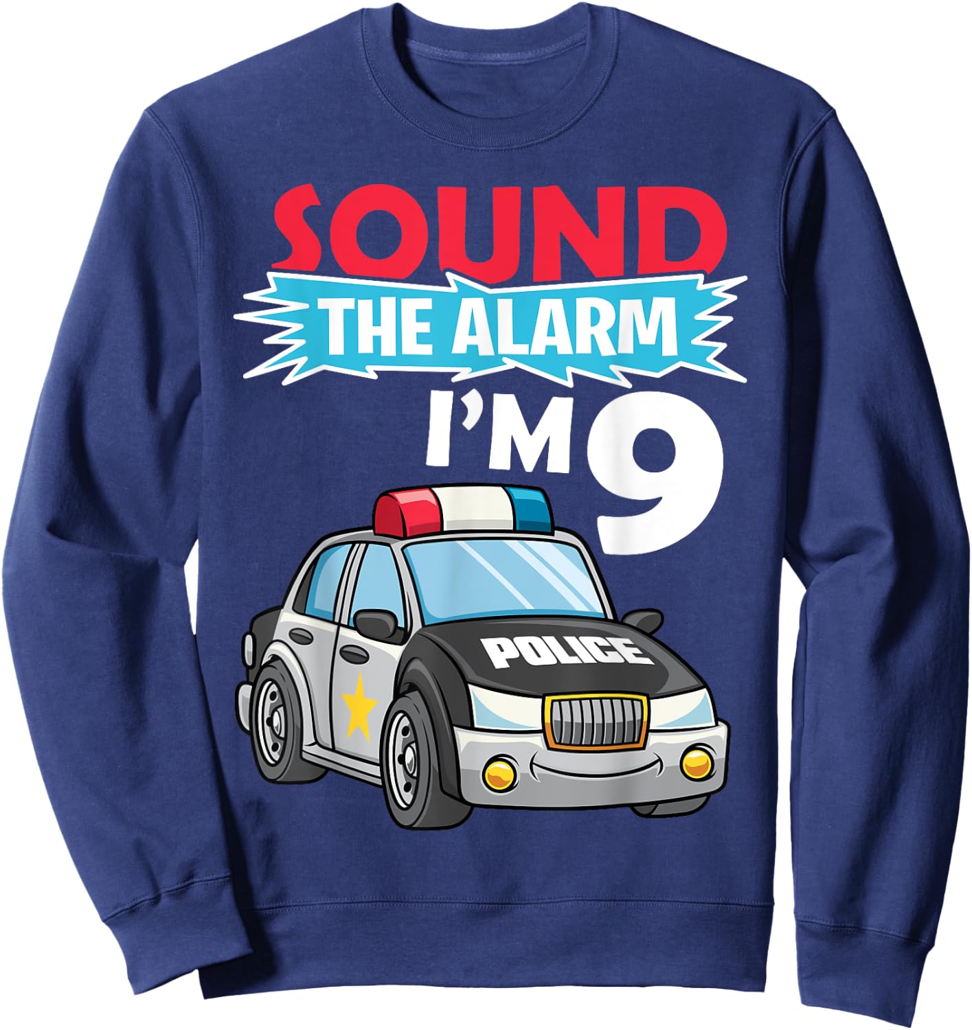 Birthday Boy Shirt 9 Years Old Kids Police Car Policeman Cop Sweatshirt - Sweatshirt | Navy