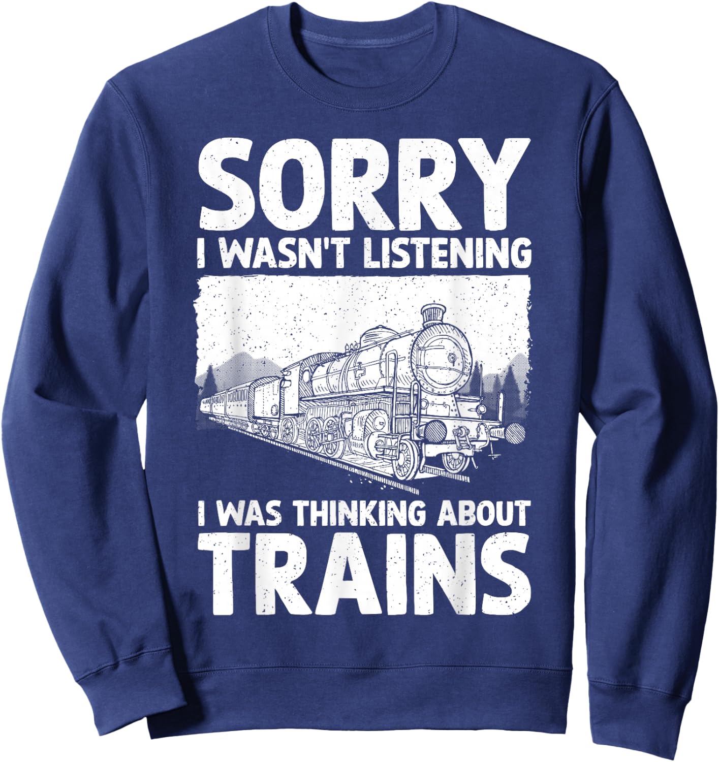Cool Train Art Women Railroad Crossing Train Lovers Sweatshirt - Sweatshirt | Navy