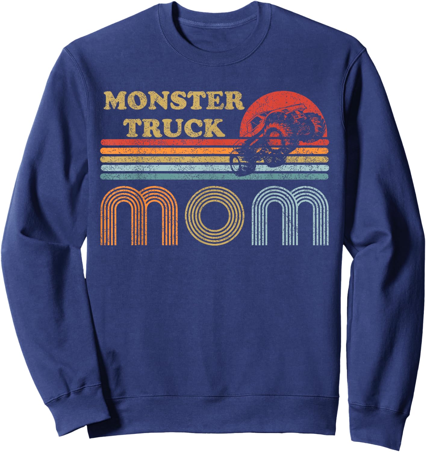 Monster Truck Mom Shirt Vintage Sunset Retro Horizon Lines Sweatshirt - Sweatshirt | Navy