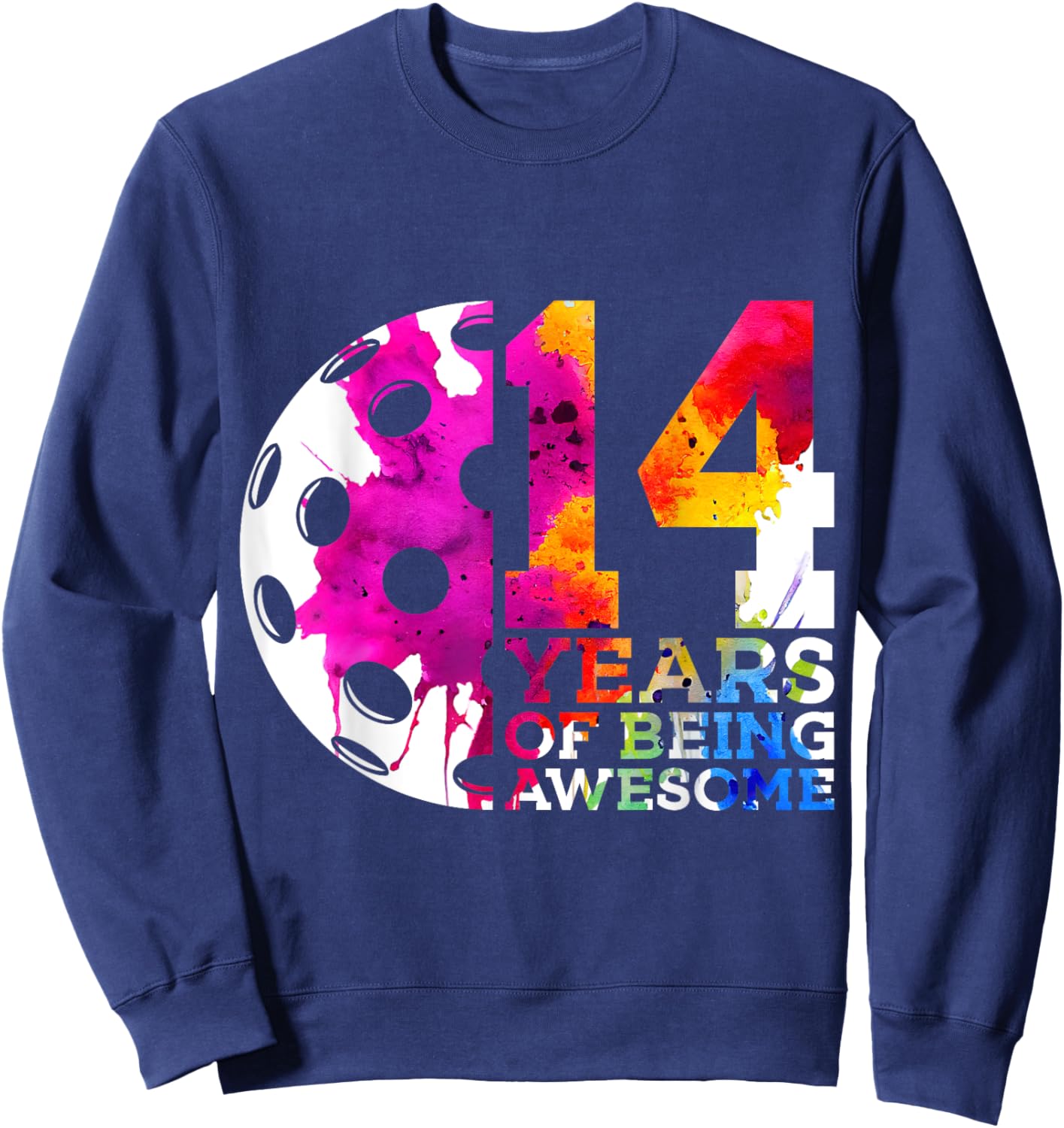 14 Years of Being Awesome Pickleball 14th Birthday Sweatshirt - Sweatshirt | Navy