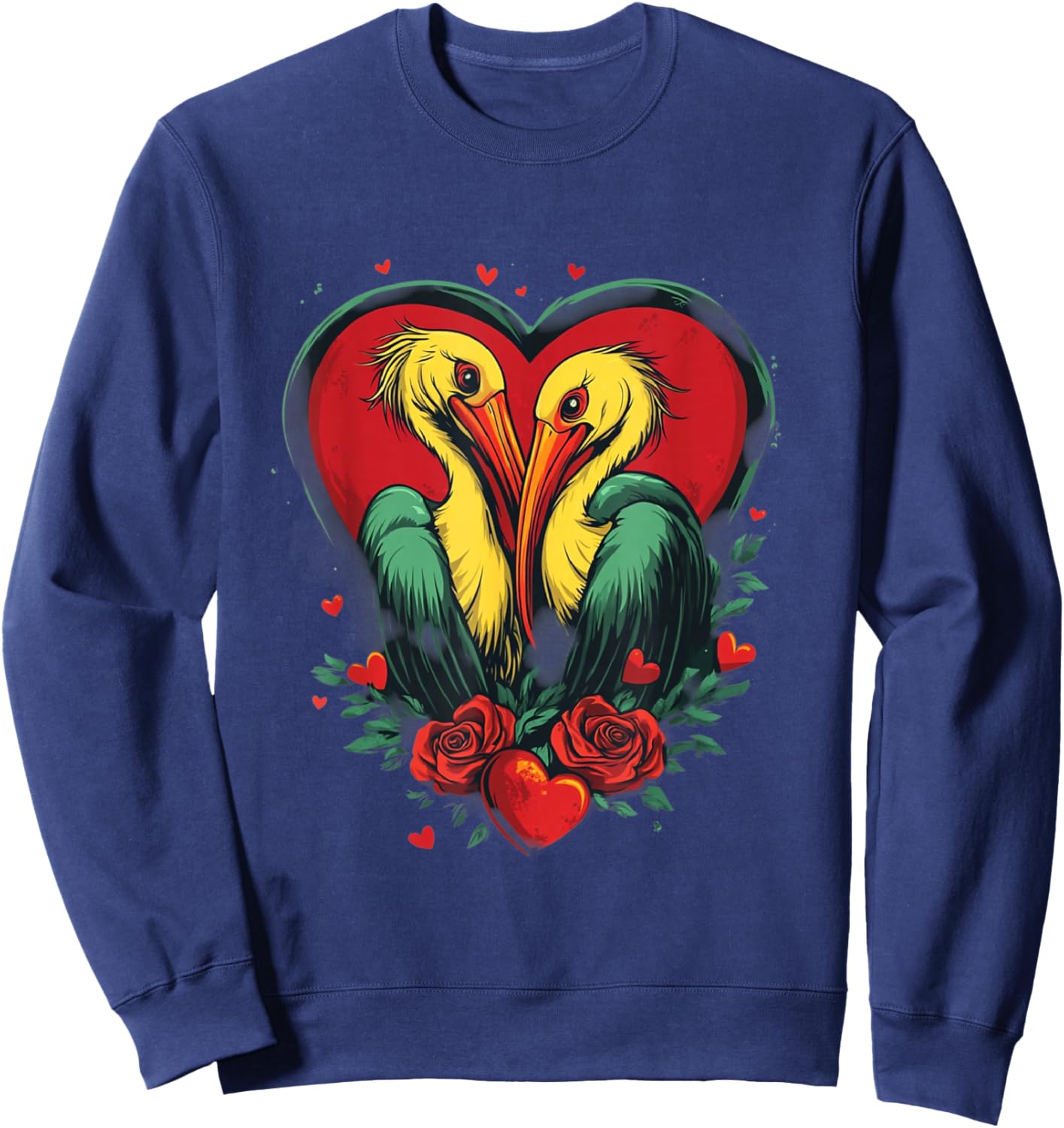 Goblincore Pelican Graphic for Valentines Day Men Women Sweatshirt - Sweatshirt | Navy