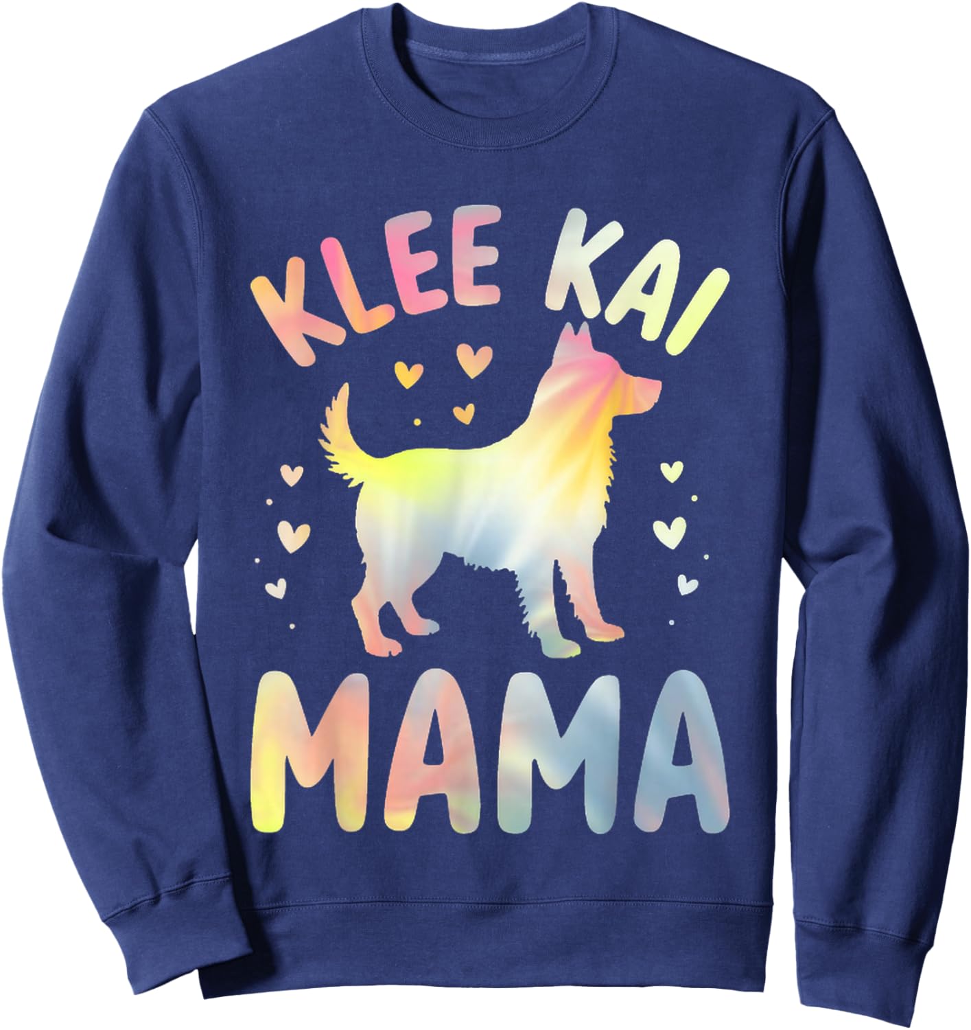 That says Klee Kai Mama - Dog Lover Pastel Design Sweatshirt - Sweatshirt | Navy