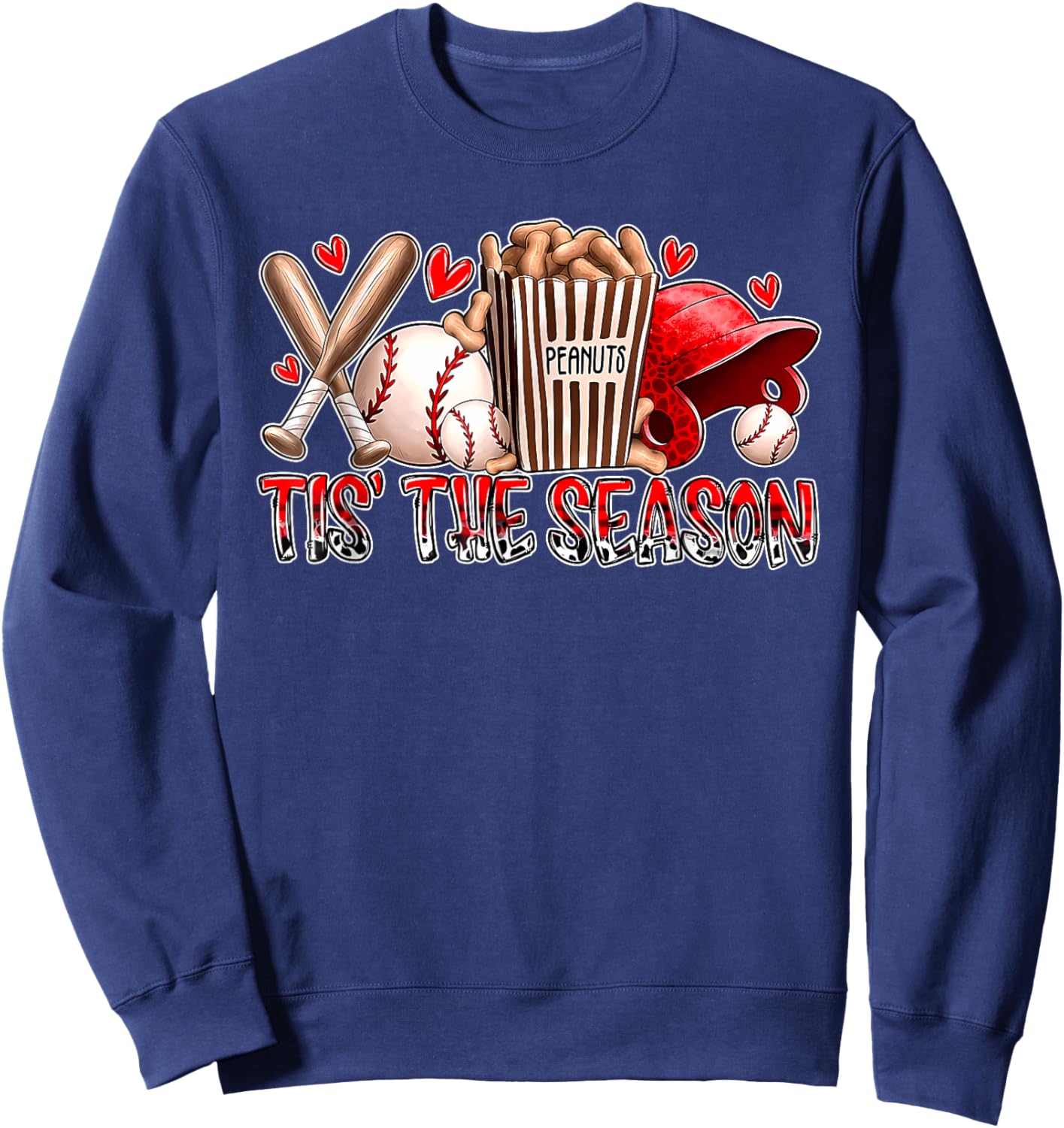 Funny Baseball Lover Tis The Season Baseball Mom Game Day Sweatshirt - Sweatshirt | Navy