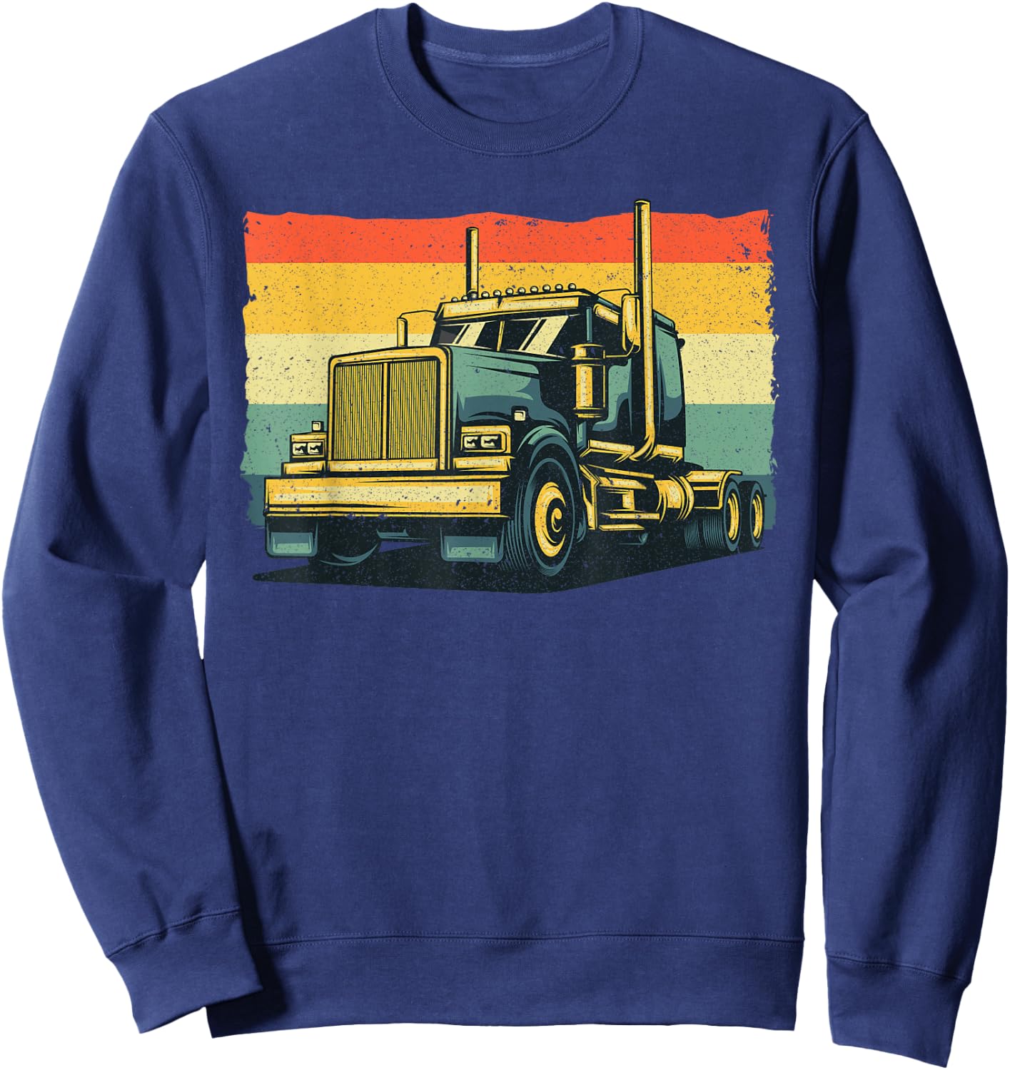 Vintage Trucker Art Women Kids Trucking Truck Driver Sweatshirt - Sweatshirt | Navy