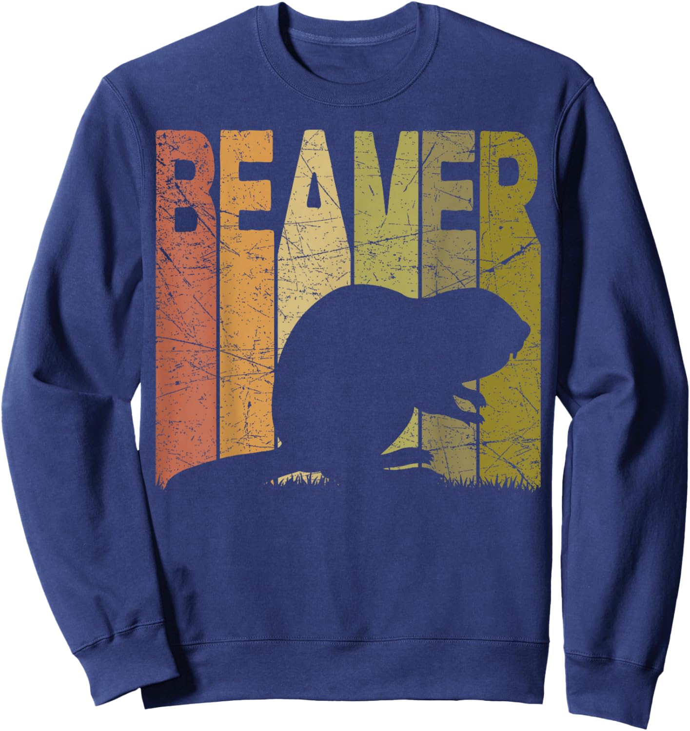 Beaver Vintage Beaver Lover Retro Beaver Rodent Sweatshirt - Sweatshirt | Navy