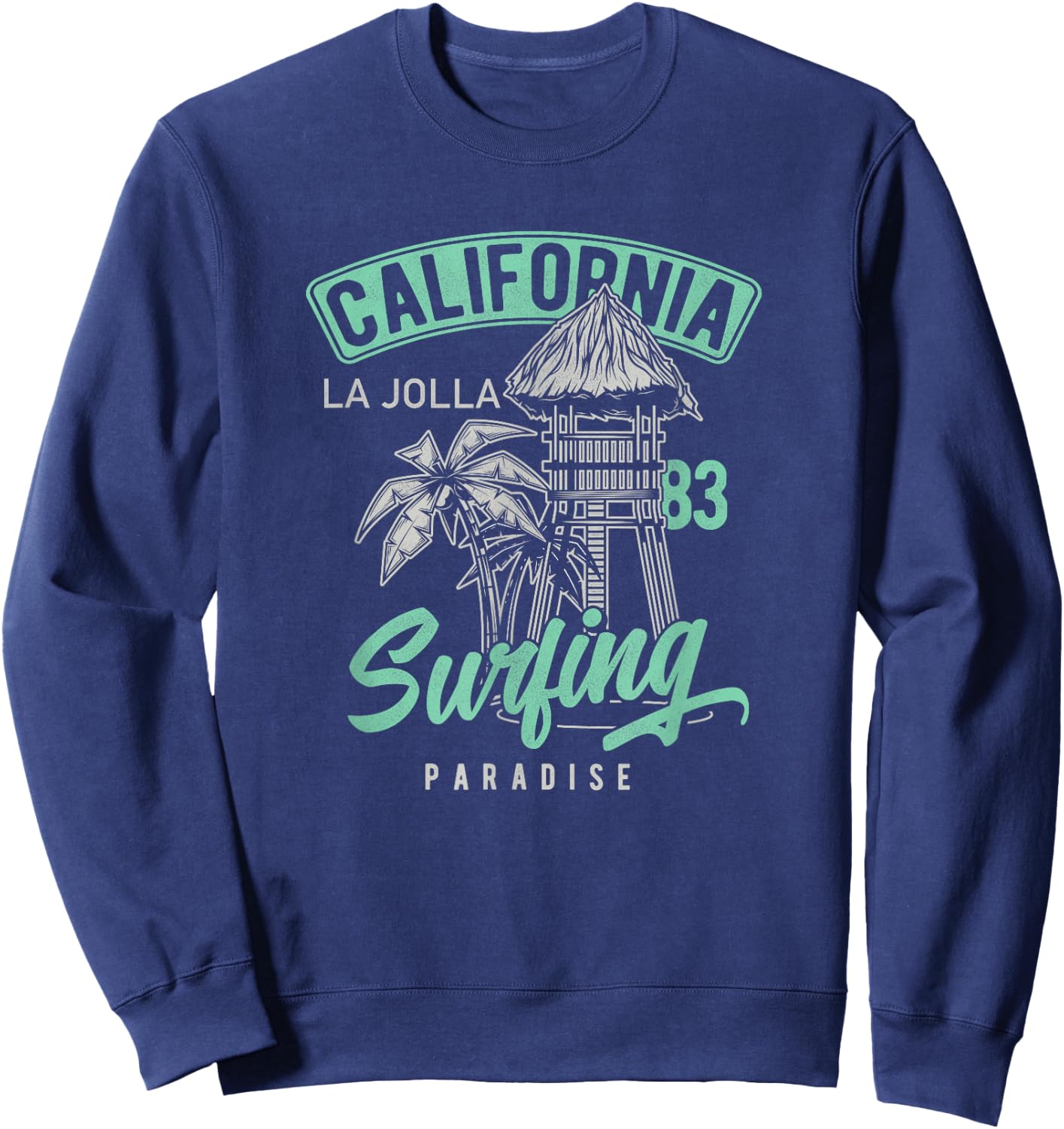 La Jolla Vintage Retro / 70s 80s Throwback Surf Sweatshirt - Sweatshirt | Navy