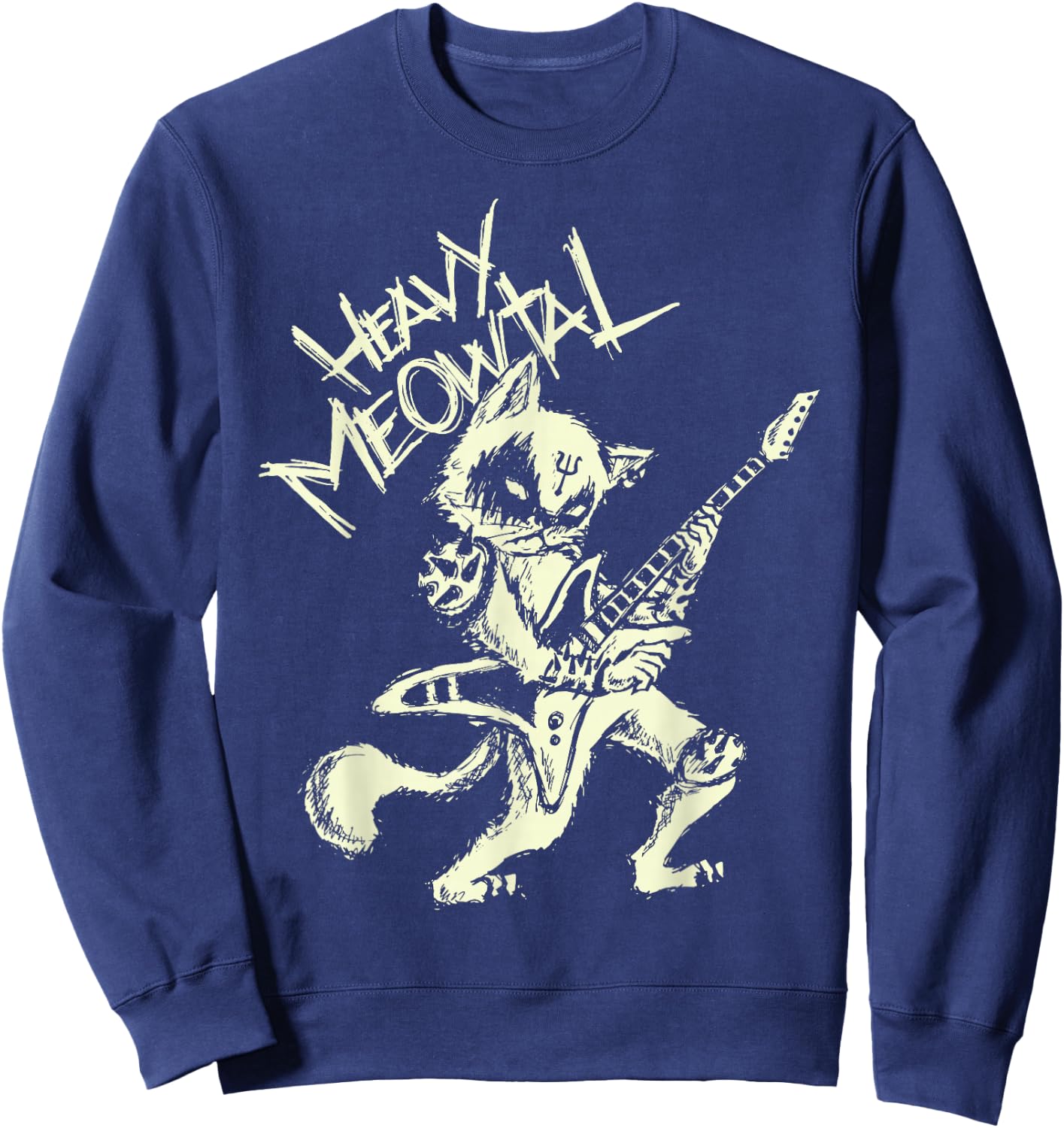 Heavy Metal Cats Gift Clothing Guitar Playing Cat Gothic Sweatshirt - Sweatshirt | Navy