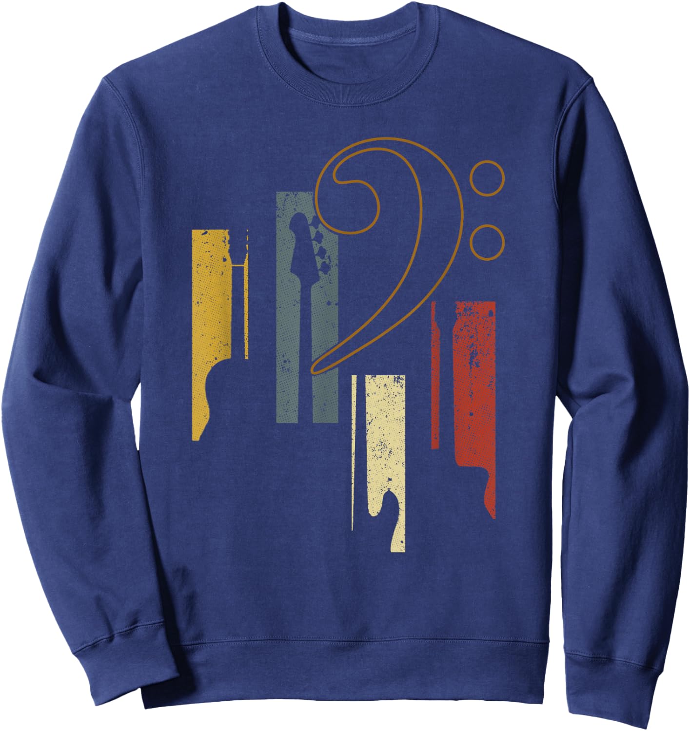 Bass Clef Vintage Bass Guitar Players Music Vintage Guitar Sweatshirt - Sweatshirt | Navy