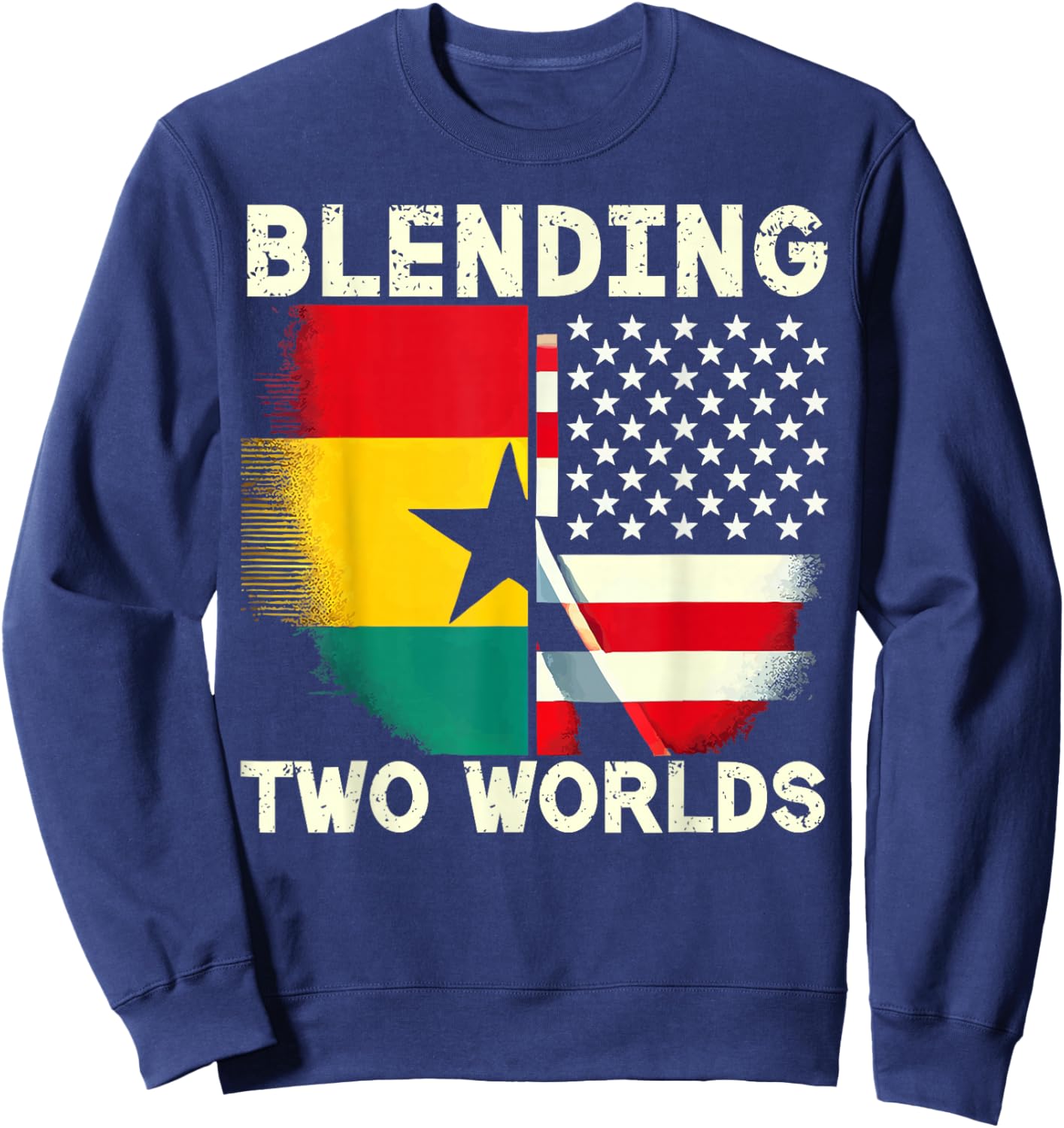 Half Ghanaian Half American USA Flag Ghana America Sweatshirt - Sweatshirt | Navy