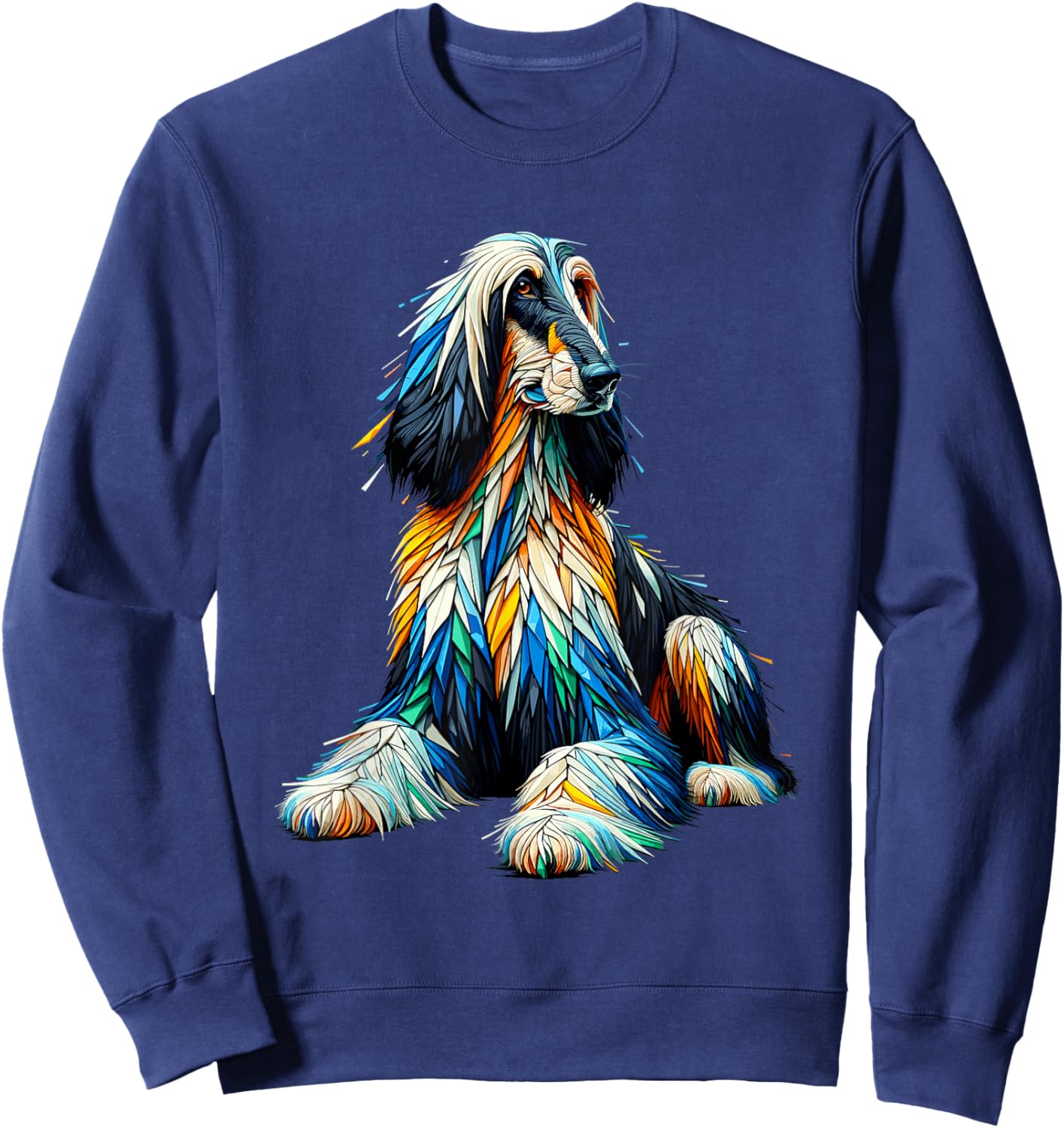 Afghan Hound Dog Gifts Afghan Greyhound Polygon Art Afghan Hound Dog Sweatshirt - Sweatshirt | Navy