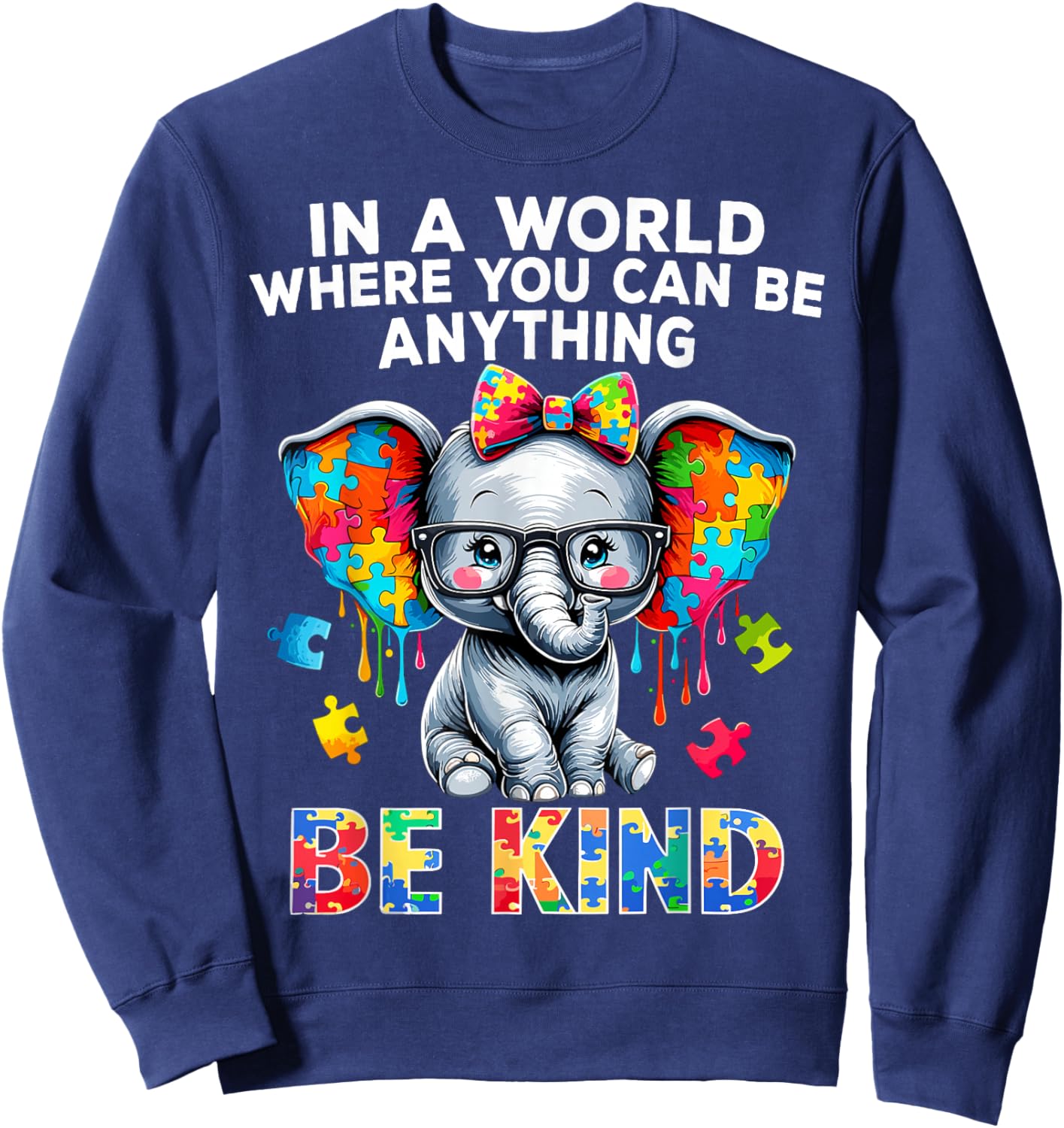 Autism Awareness Elephant Puzzle Autism Sweatshirt - Sweatshirt | Navy