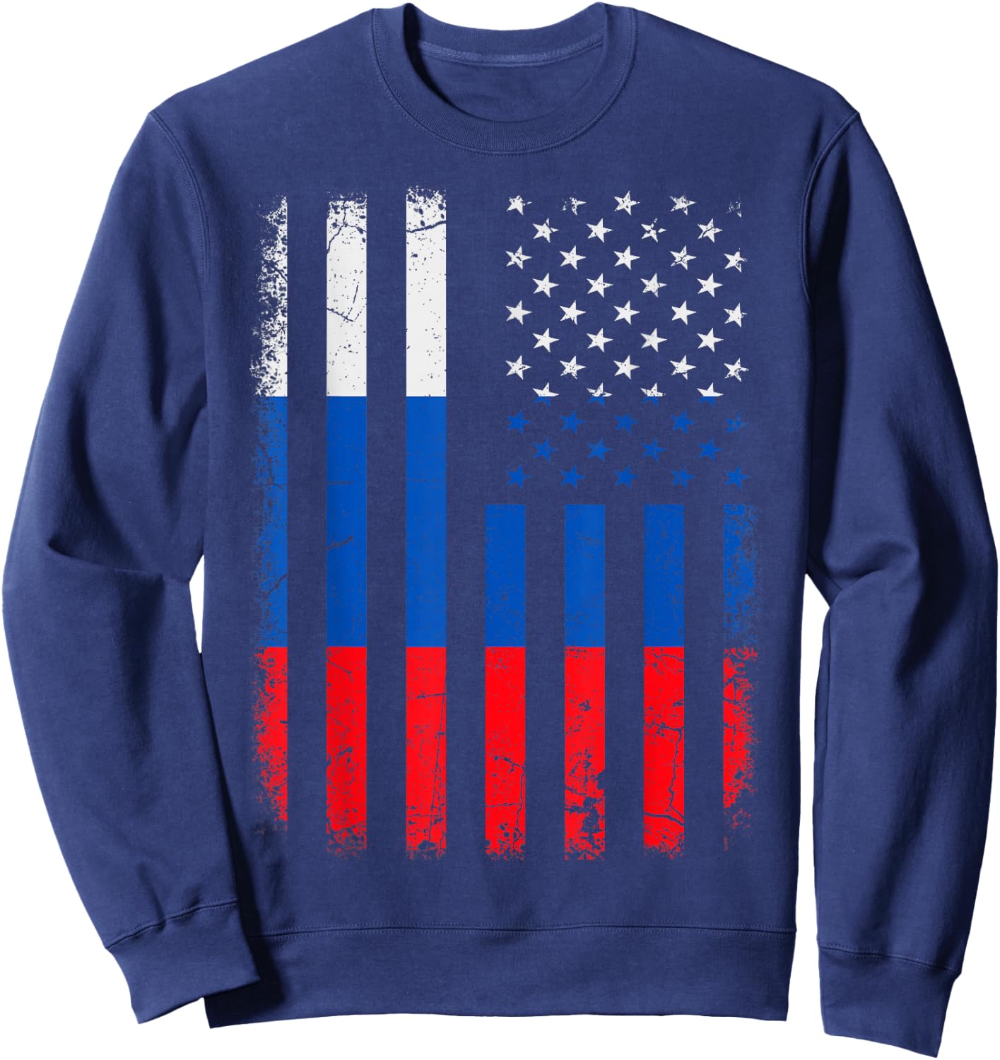 Russian American Flag Russia America Pride Heritage Sweatshirt - Sweatshirt | Navy
