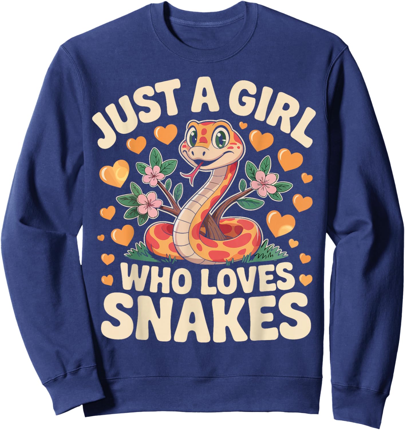 Just a Girl Who Loves Snakes Cute Reptile Lover Gifts Women Sweatshirt - Sweatshirt | Navy
