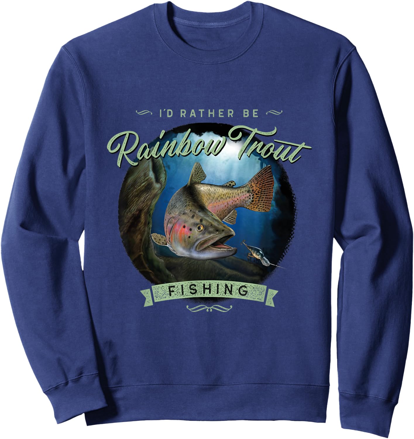 Vintage Look Rainbow Trout Fishing Gifts Sweatshirt - Sweatshirt | Navy