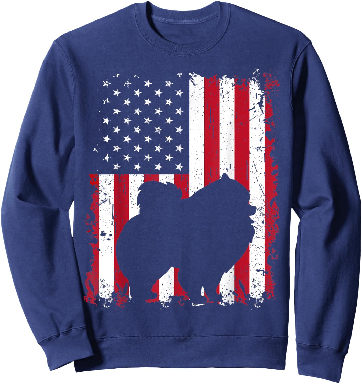 Pomeranian 4th of July Patriotic American USA Flag Gift Sweatshirt - Sweatshirt | Navy