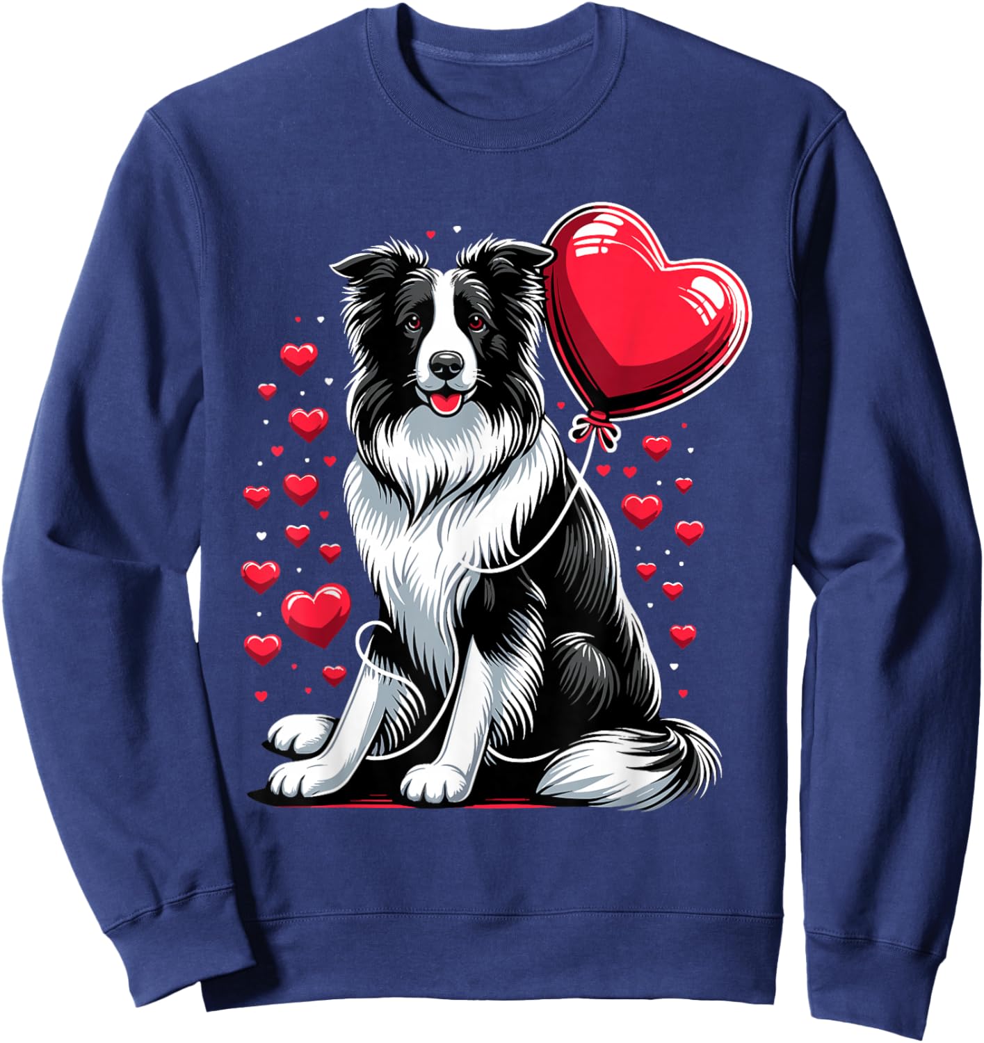Border Collie Dog Valentines Day Dog Owner Valentine Sweatshirt - Sweatshirt | Navy
