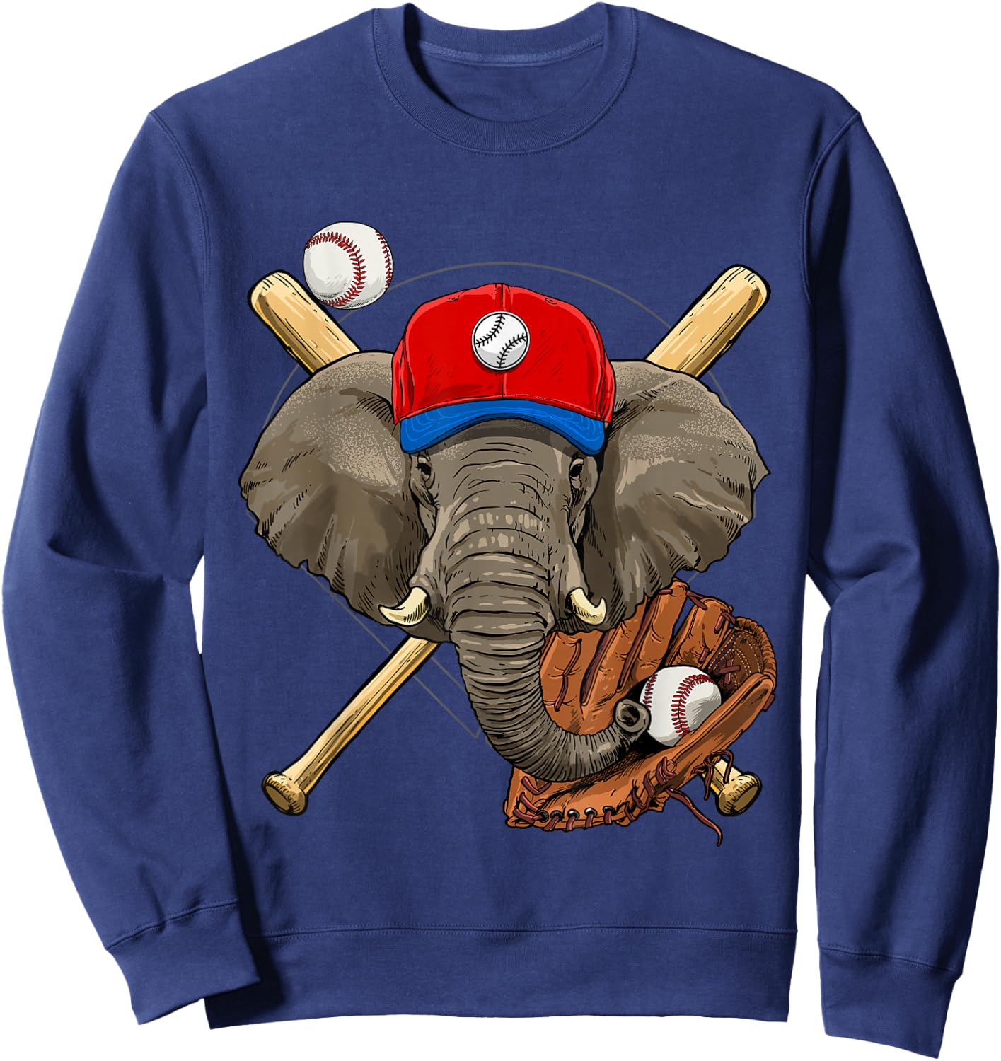 Elephant Baseball Elephant Lovers Baseball Player Sweatshirt - Sweatshirt | Navy