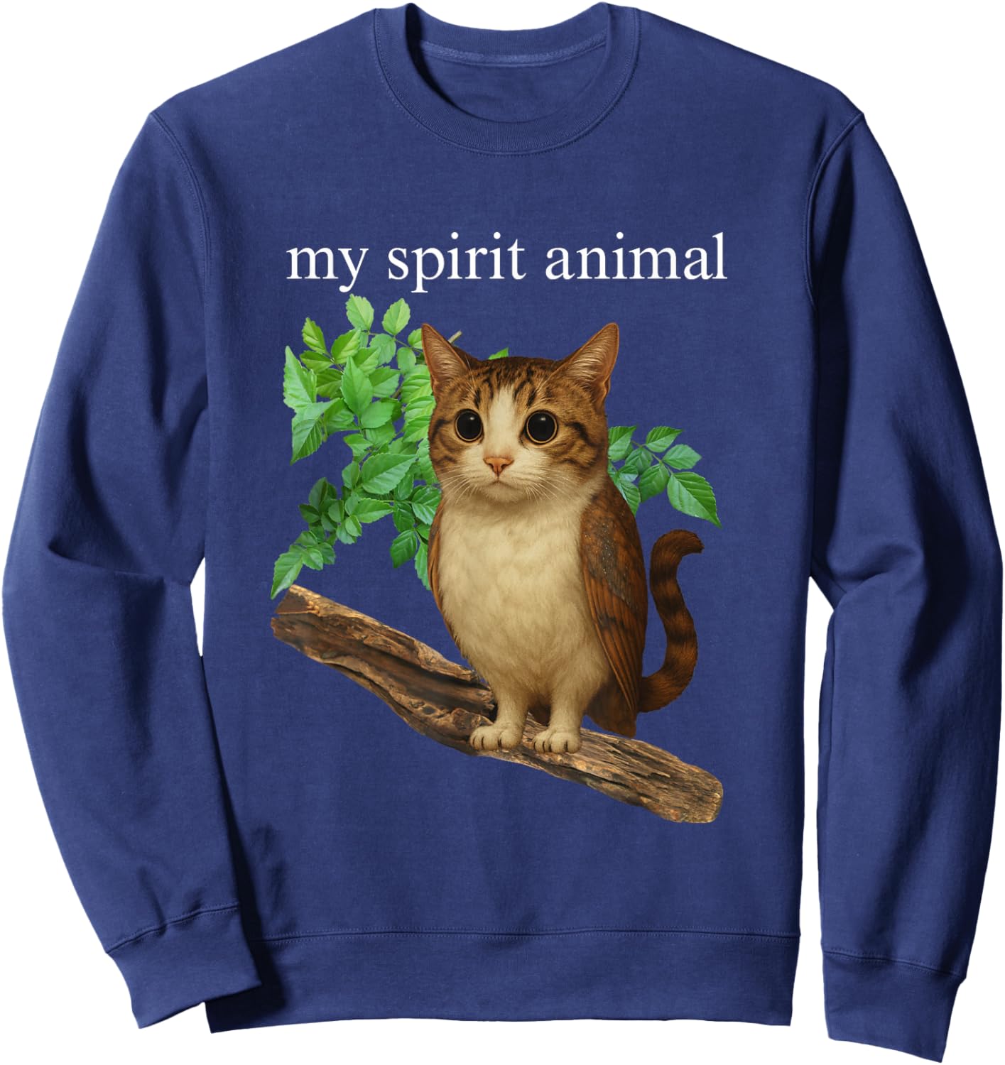 Funny Meowl Meme, Cat Owl Meme Brainrot Gen Alpha Sweatshirt - Sweatshirt | Navy