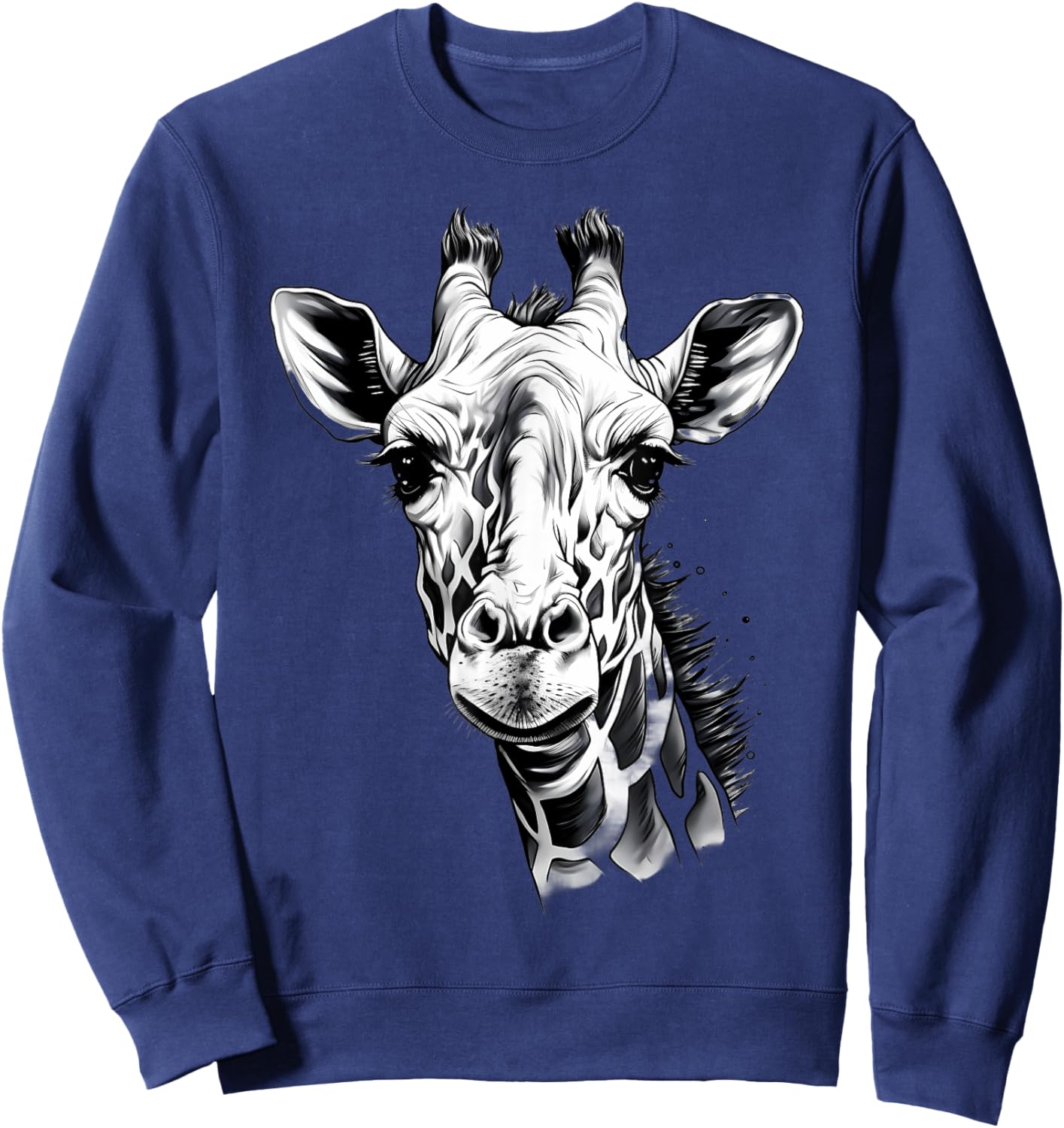 Giraffe Artwork Portrait African Animal Lovers Wildlife Sweatshirt - Sweatshirt | Navy