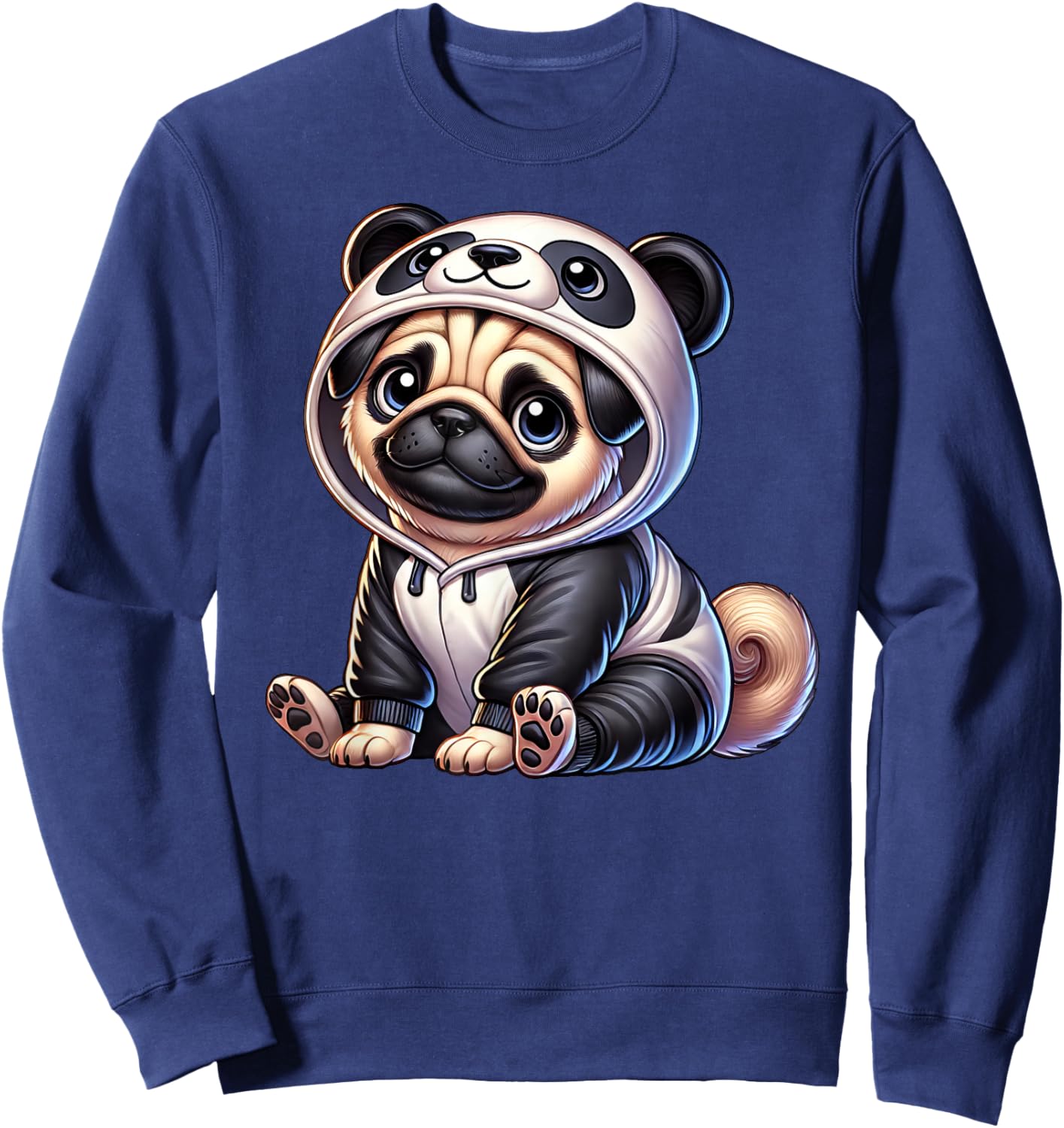 Pug Cartoon Dog Costume Carnival Panda Sweatshirt - Sweatshirt | Navy