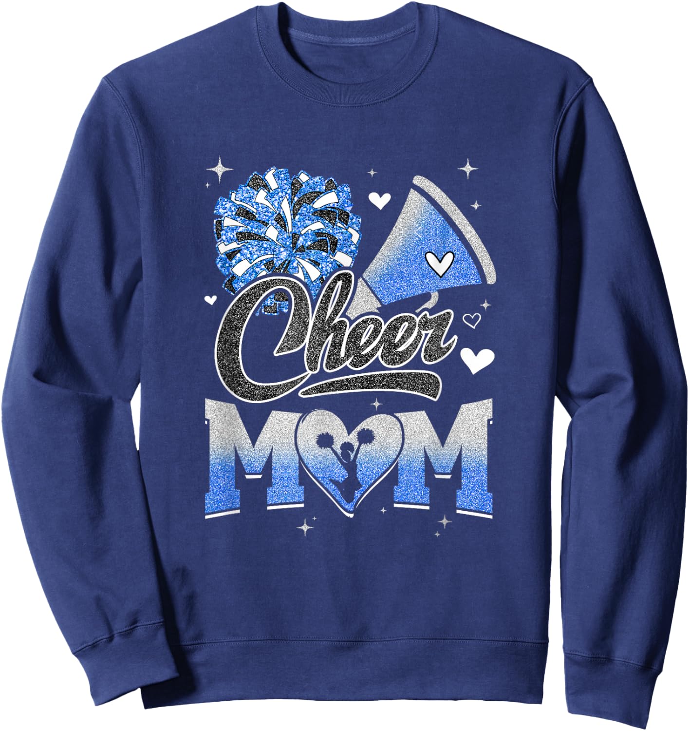 Cheer Mom Blue White Cheerleading Football Fan Sweatshirt - Sweatshirt | Navy