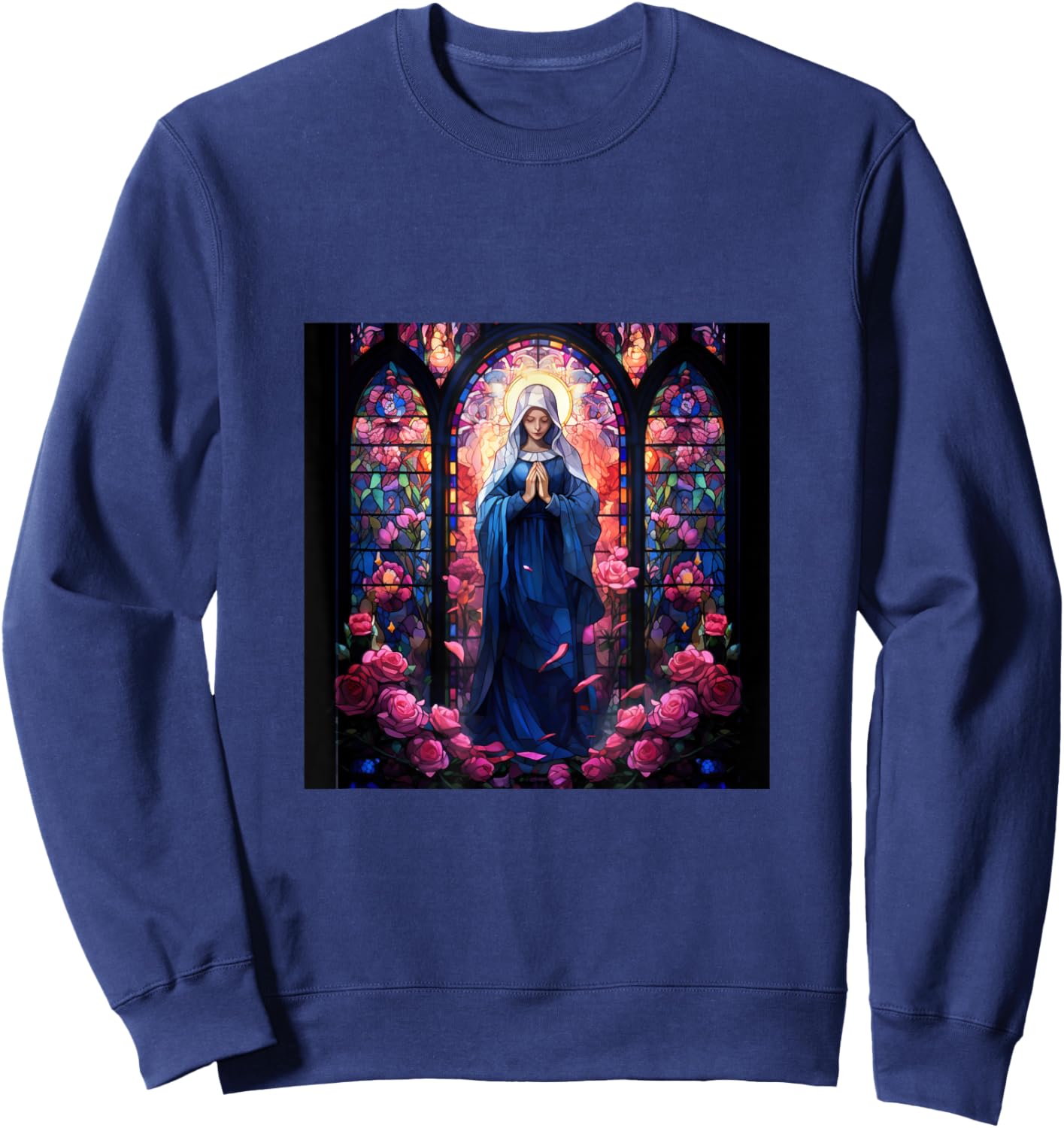 Blessed Virgin Mary Jesus Christian Sweatshirt - Sweatshirt | Navy