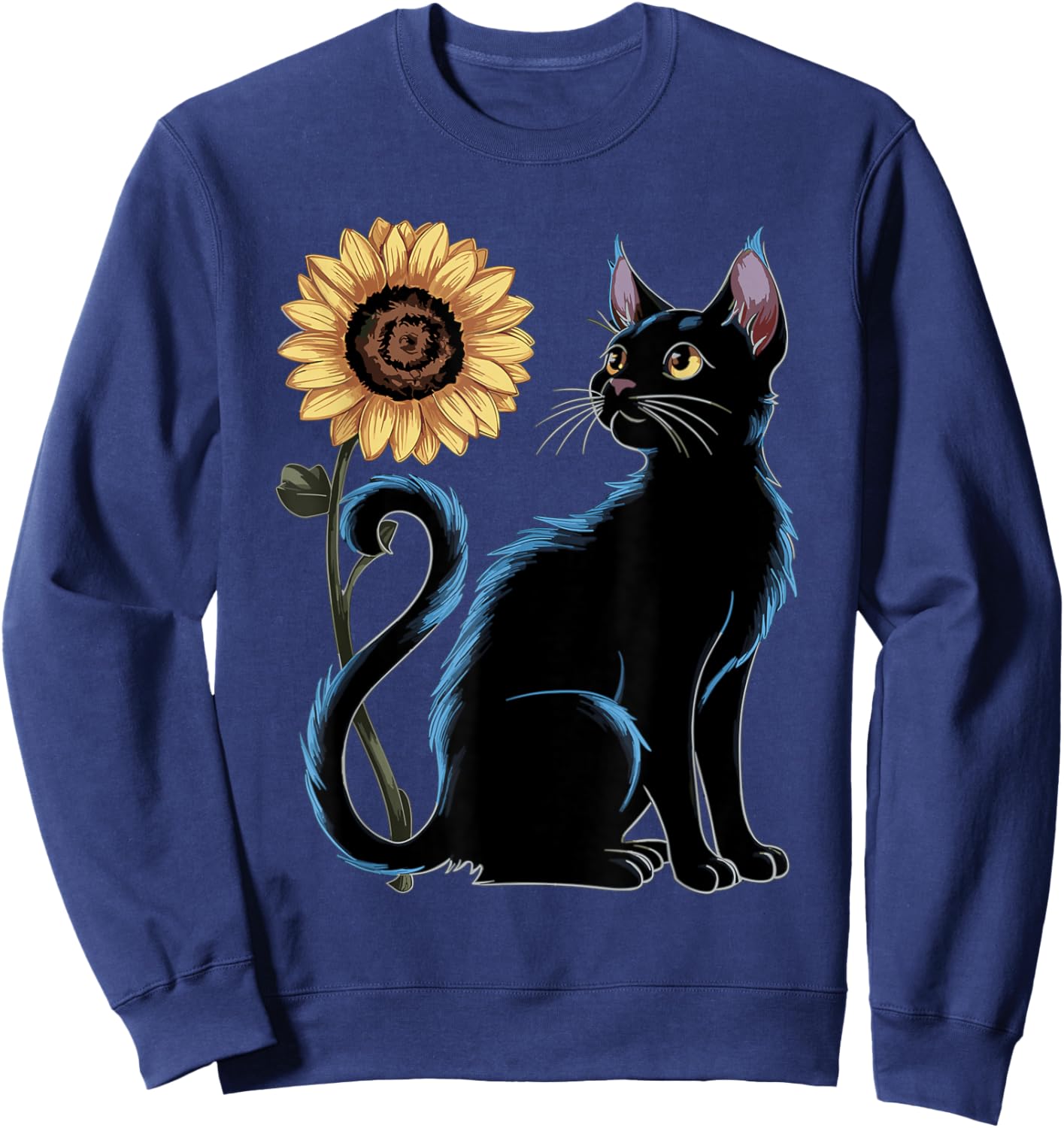 Cat Sunflower Lovers Cat Sweatshirt - Sweatshirt | Navy