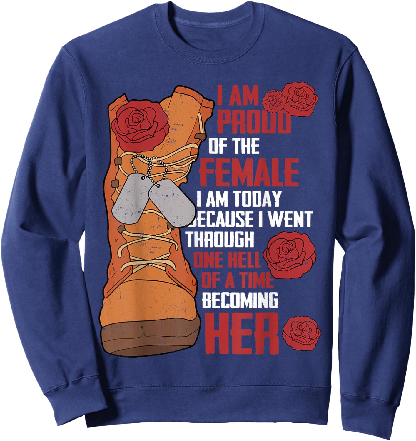 Patriotic Veteran Women Army Retired Retirement Military Sweatshirt - Sweatshirt | Navy