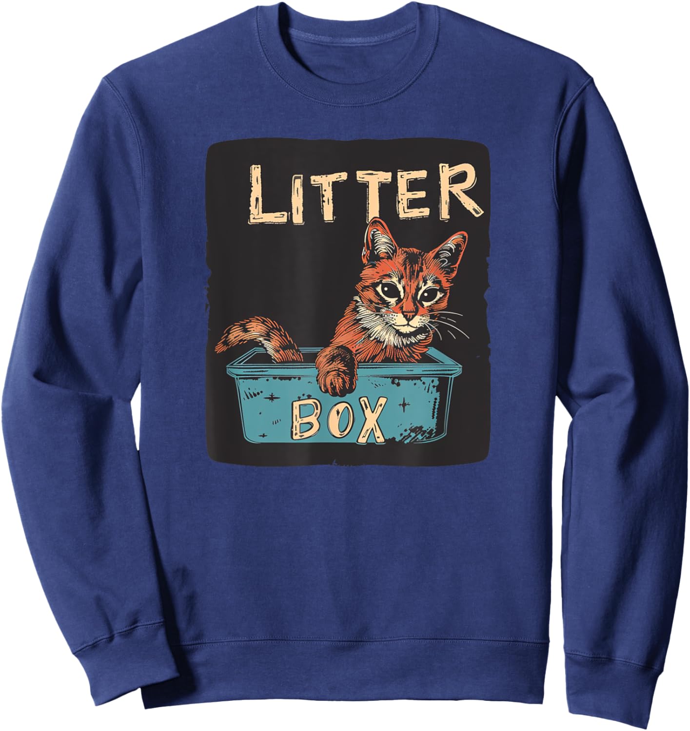 Fun Cat and Litter Box Costume Women Kids Sweatshirt - Sweatshirt | Navy