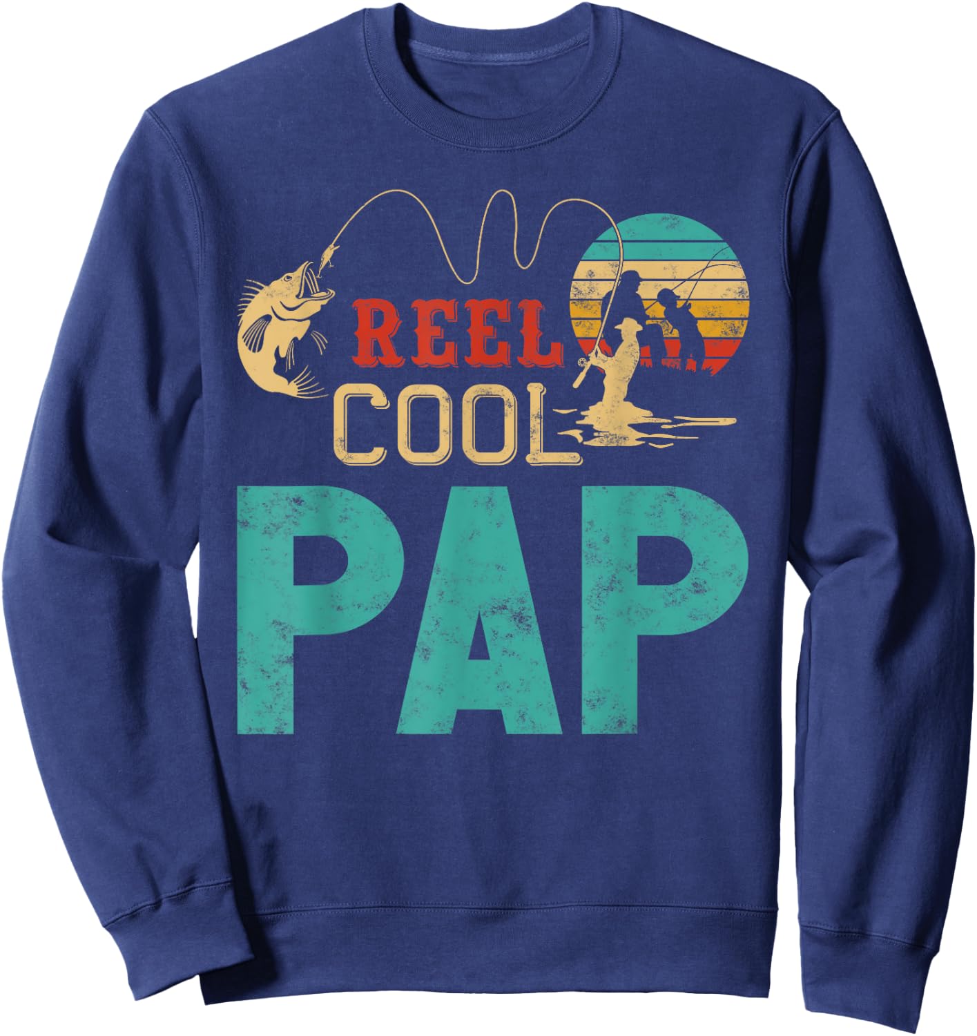 Reel cool Pap Fishing Father’s Day Gift Fisherman Pap Sweatshirt - Sweatshirt | Navy