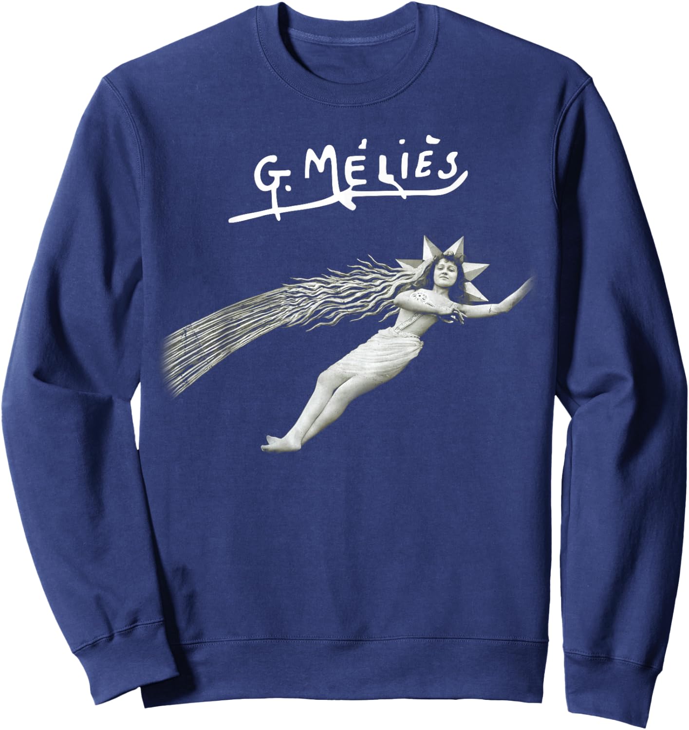 A Trip to the Moon (1902) Falling Star Silent Movie Vintage Sweatshirt - Sweatshirt | Navy