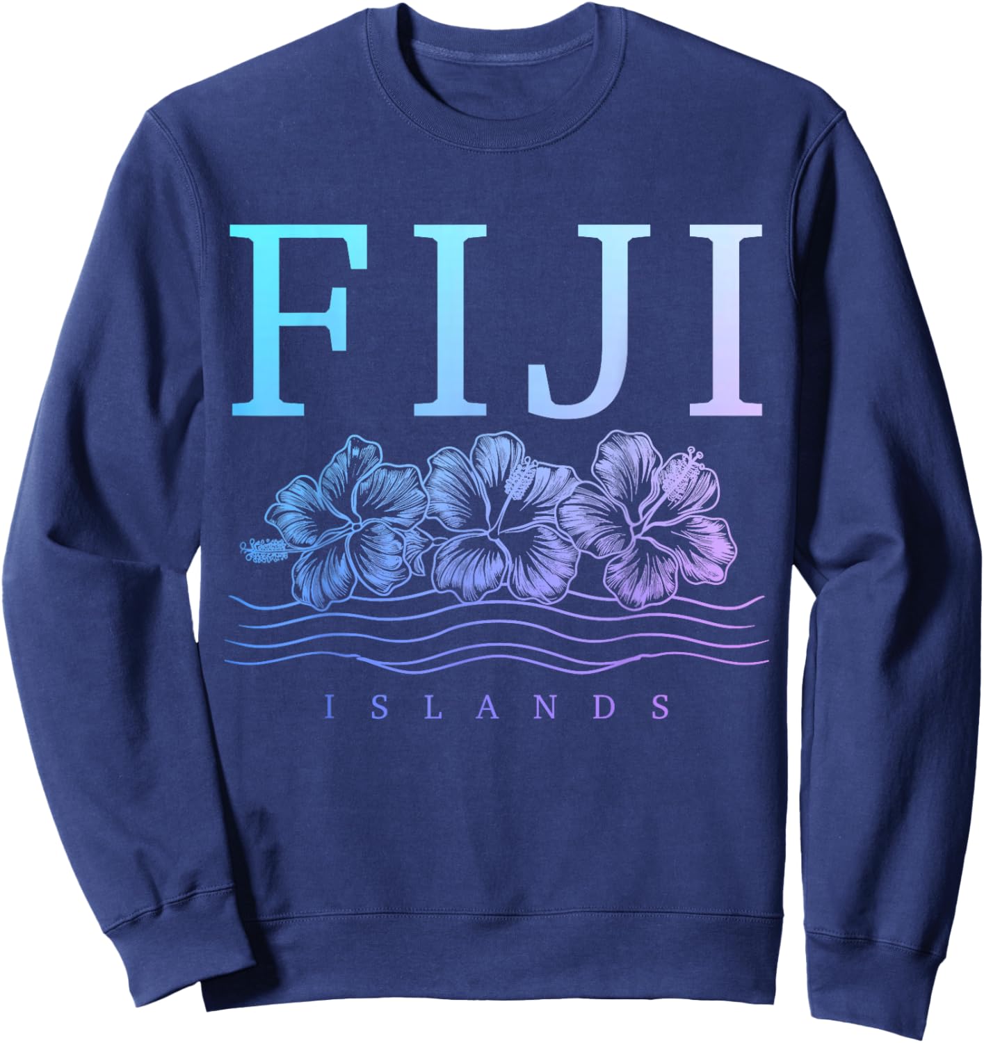 Fiji Islands Hibiscus Flowers Beach Surfer Souvenir Sweatshirt - Sweatshirt | Navy
