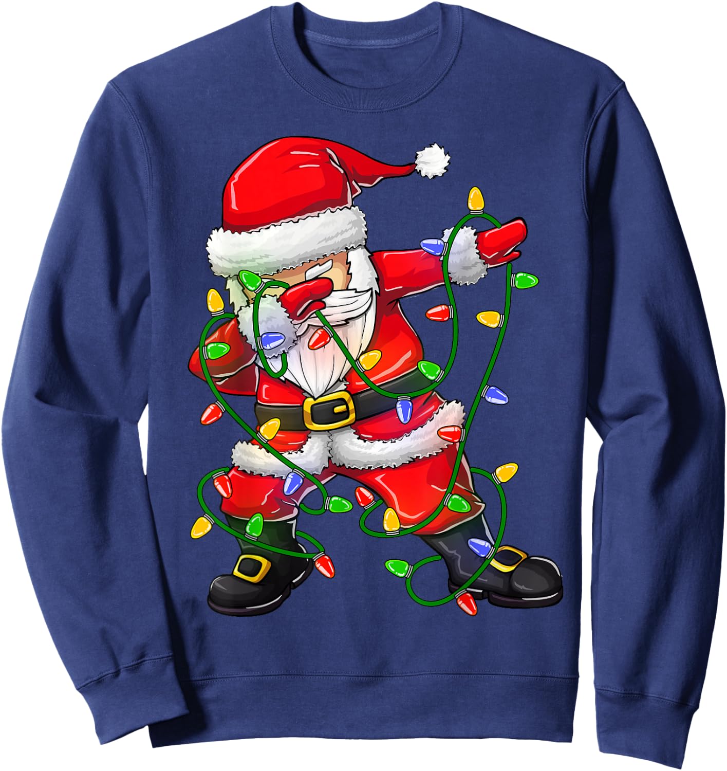 Dabbing Santa Funny Christmas Shirts Women 2024 Boys Girls Sweatshirt - Sweatshirt | Navy